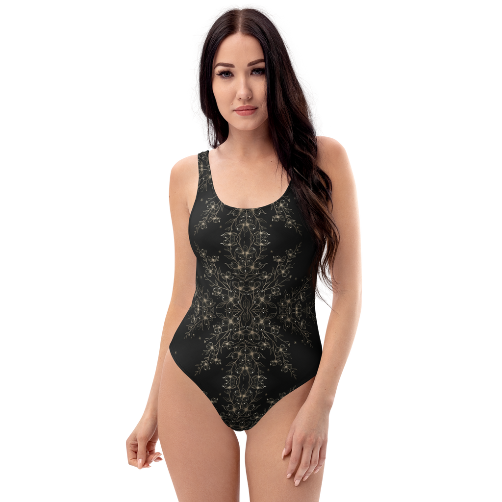 Wildflower Noir One-Piece – Gold Detail