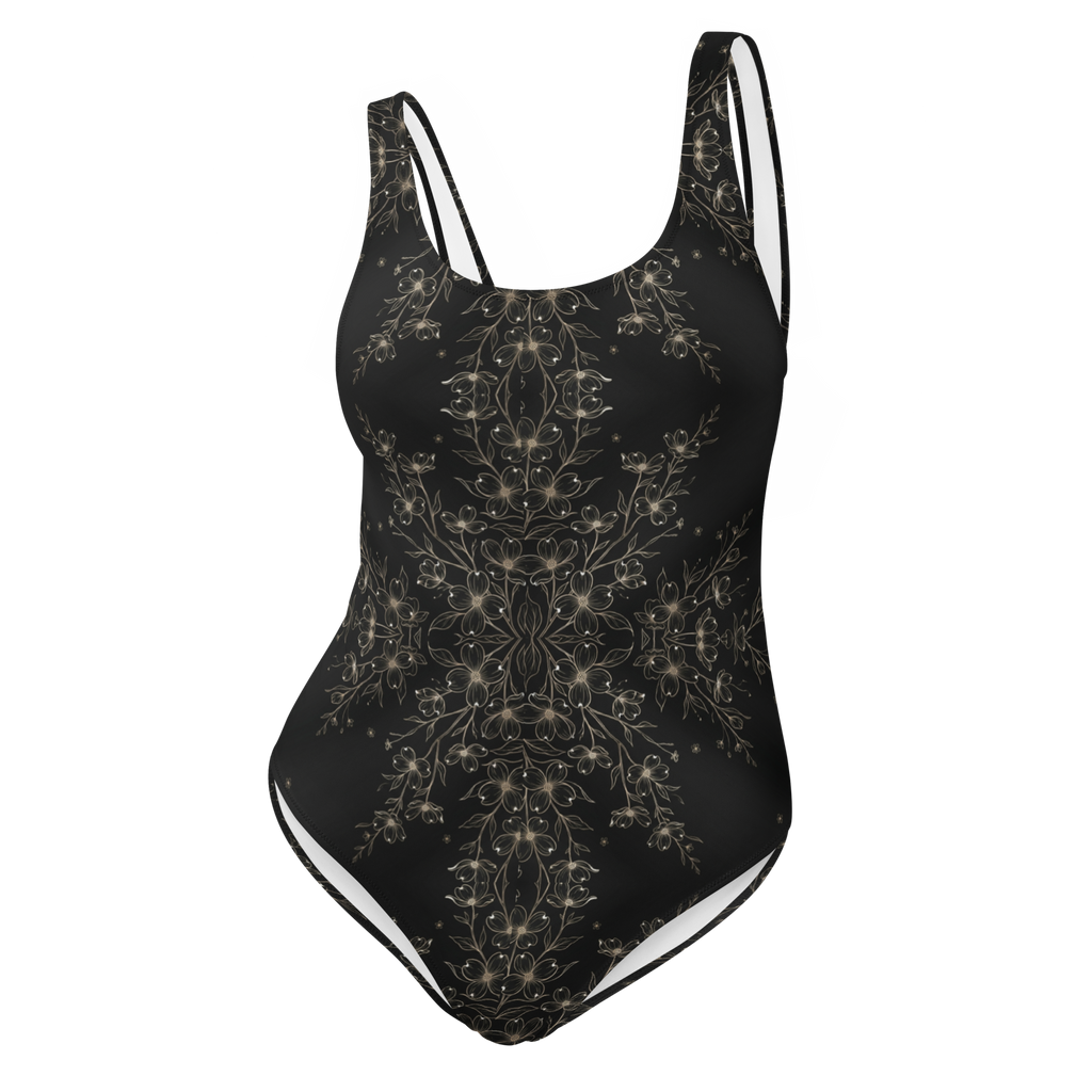 Wildflower Noir One-Piece – Gold Detail