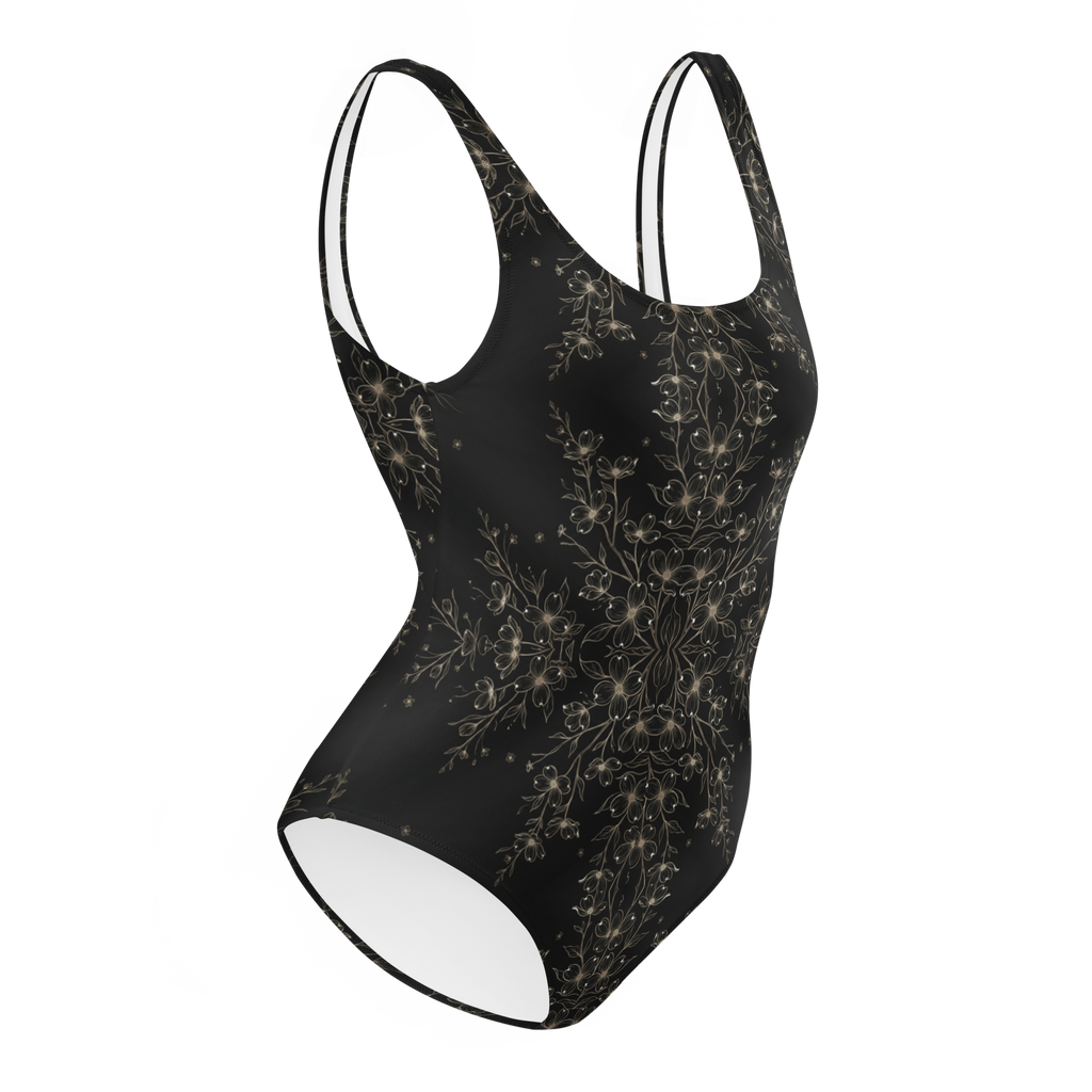 Wildflower Noir One-Piece – Gold Detail