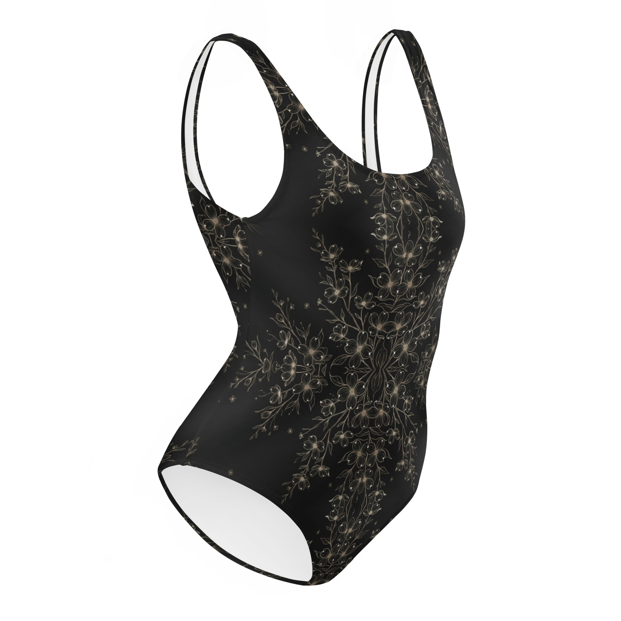 Wildflower Noir One-Piece – Gold Detail