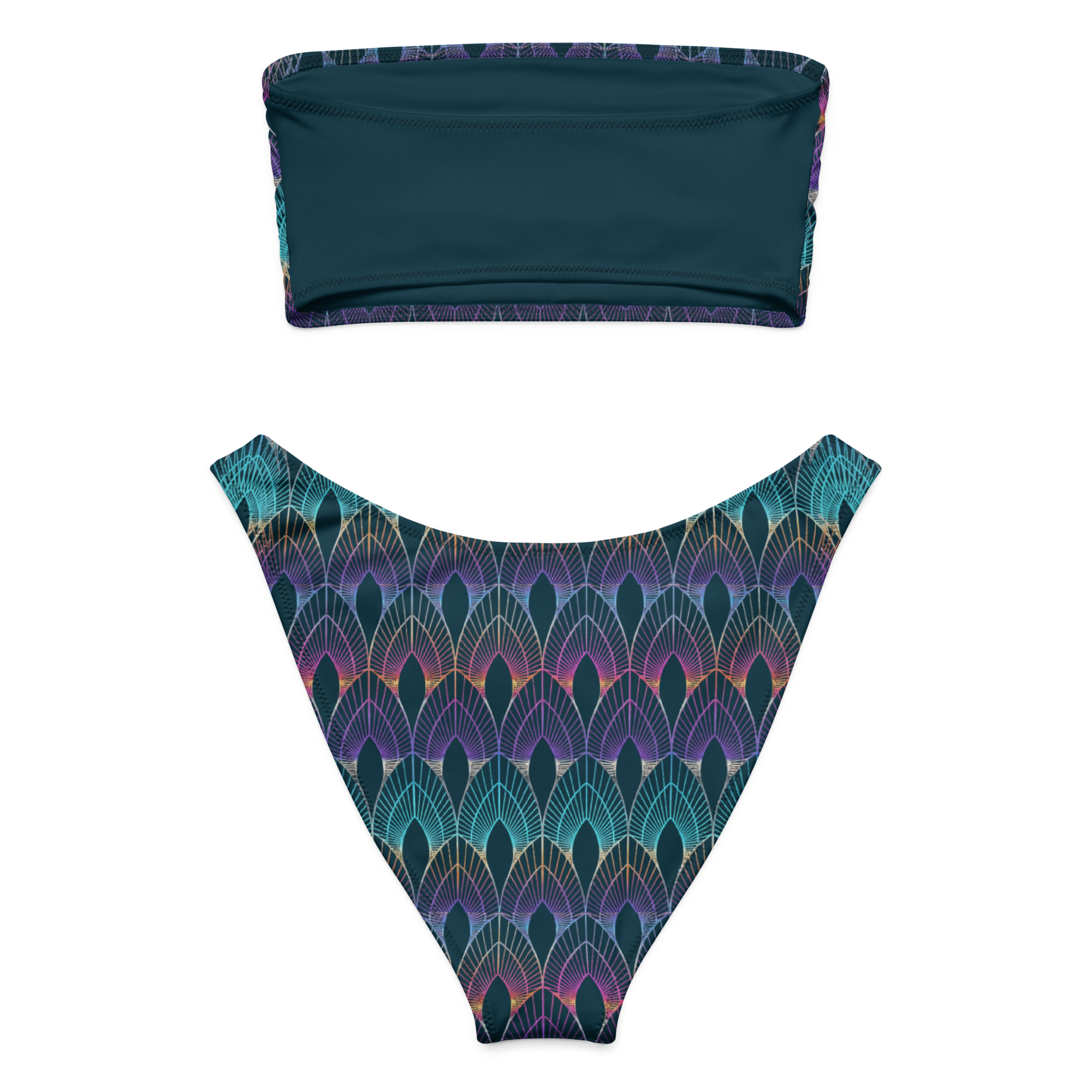 The Art Deco Jewel-Toned Bandeau Bikini