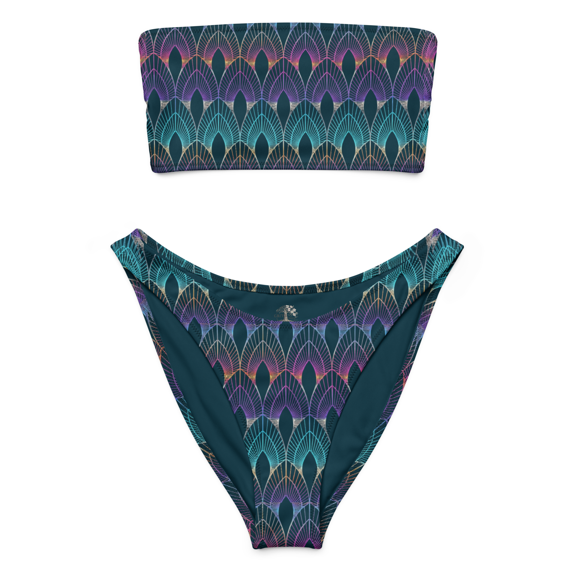 The Art Deco Jewel-Toned Bandeau Bikini