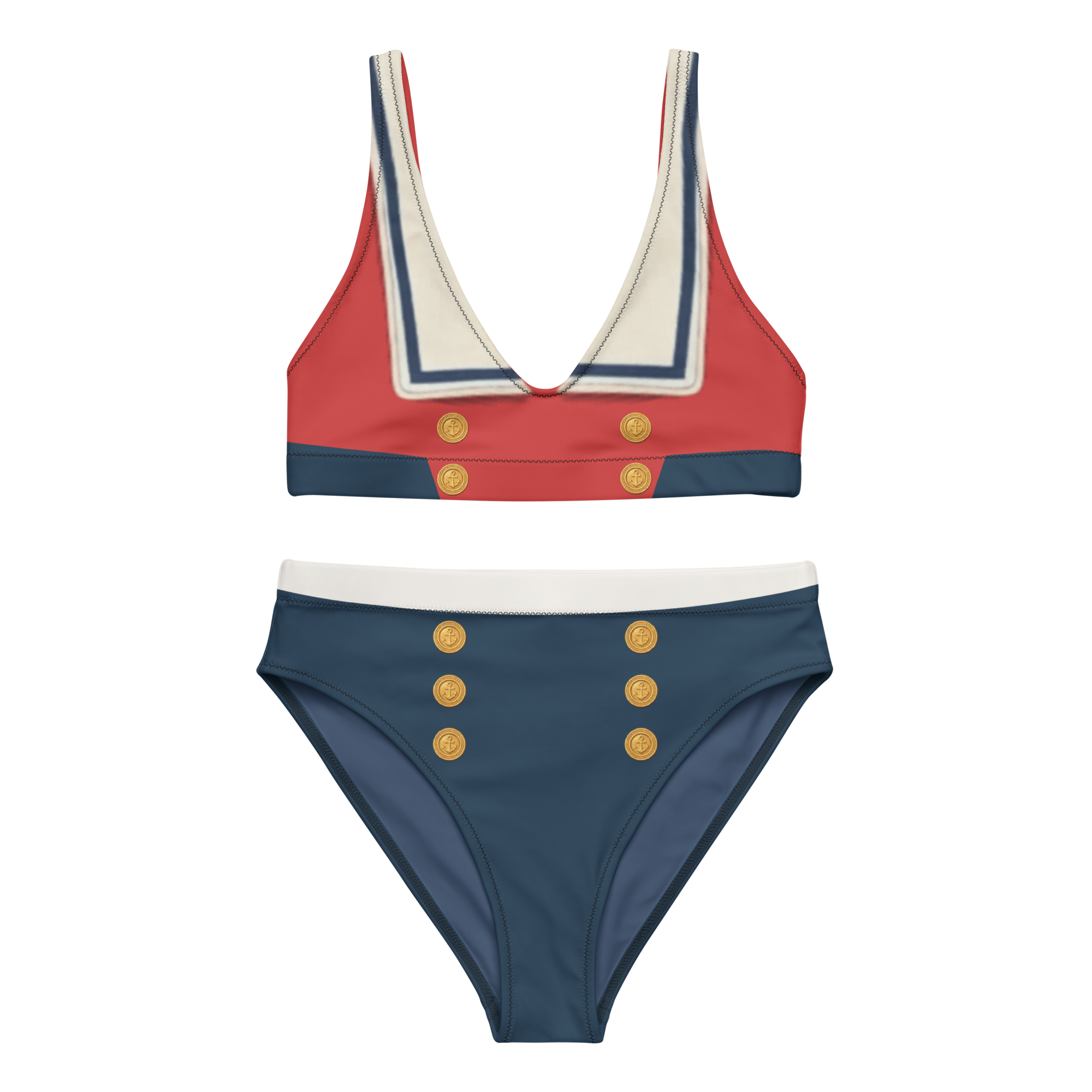 The Vintage Americana High-Waisted Sailor Uniform Bikini