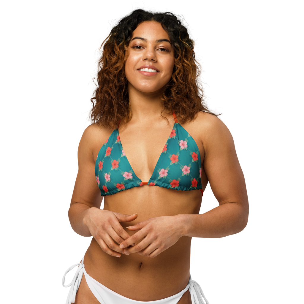 Hibiscus Grid Lattice Recycled String Bikini Top