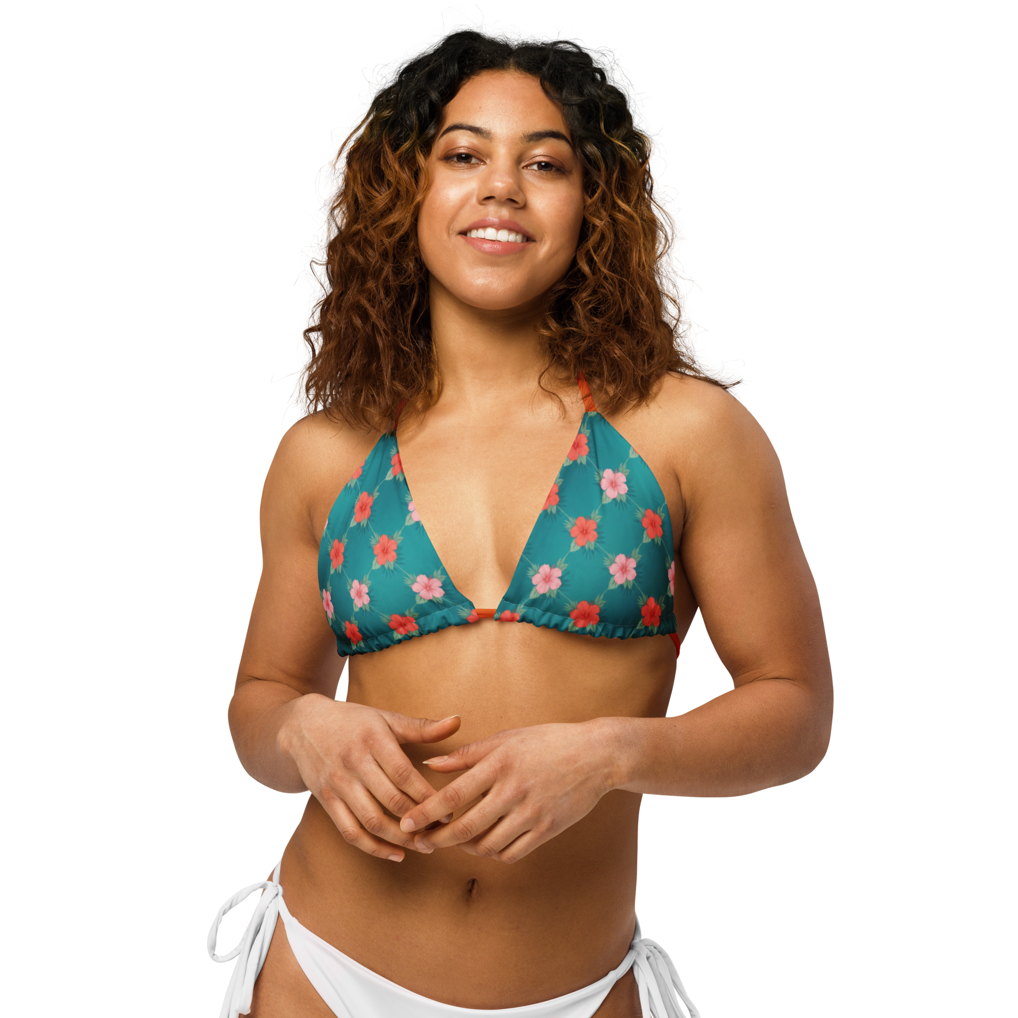 Hibiscus Grid Lattice Recycled String Bikini Top