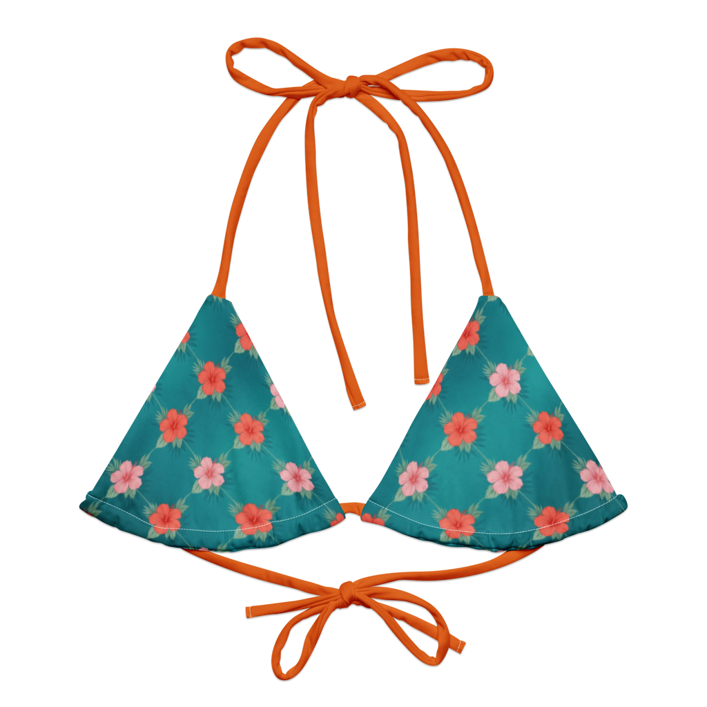Hibiscus Grid Lattice Recycled String Bikini Top