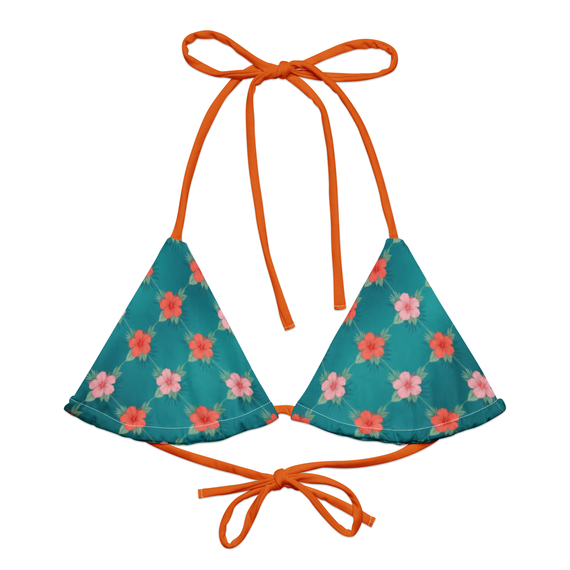 Hibiscus Grid Lattice Recycled String Bikini Top