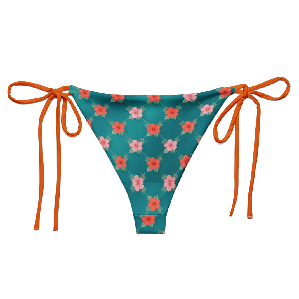 Hibiscus Grid Lattice Recycled String Bikini Bottoms