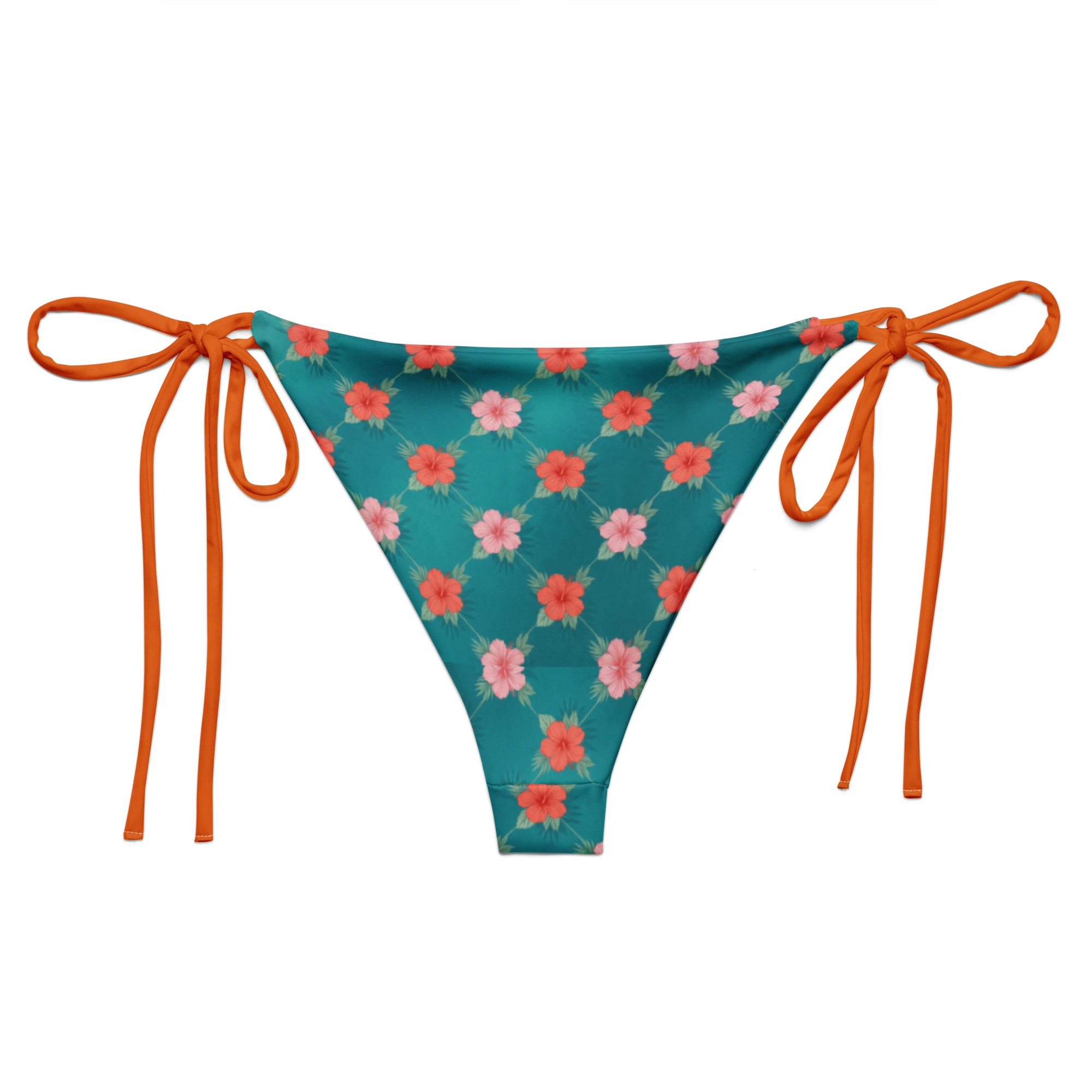 Hibiscus Grid Lattice Recycled String Bikini Bottoms