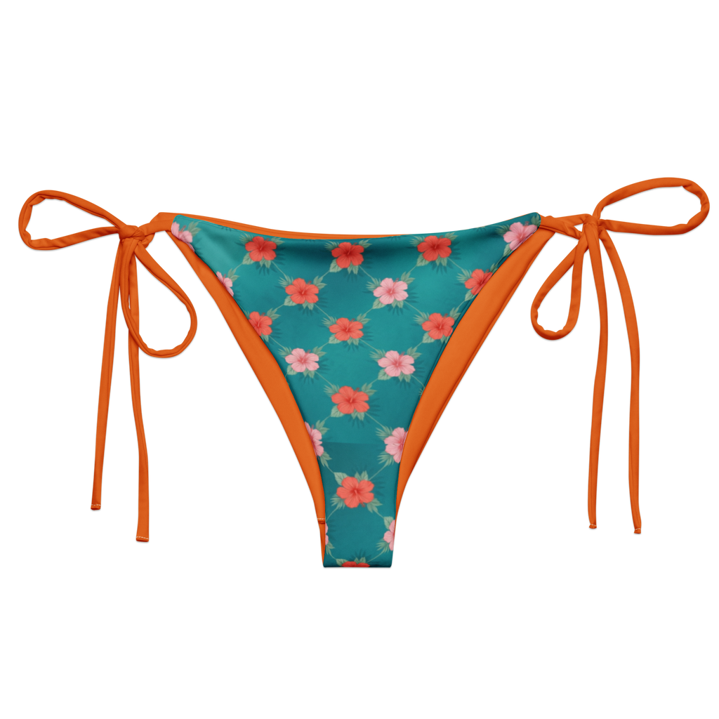 Hibiscus Grid Lattice Recycled String Bikini Bottoms