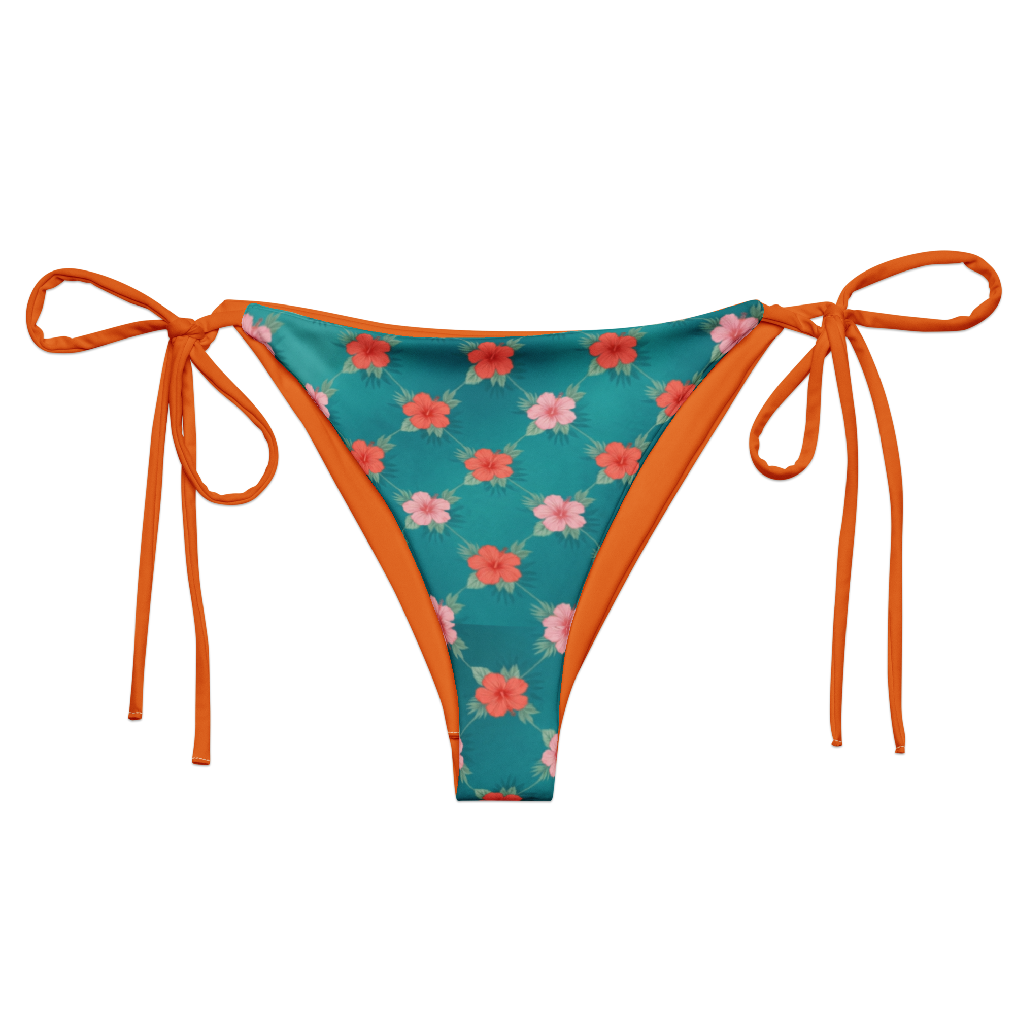 Hibiscus Grid Lattice Recycled String Bikini Bottoms