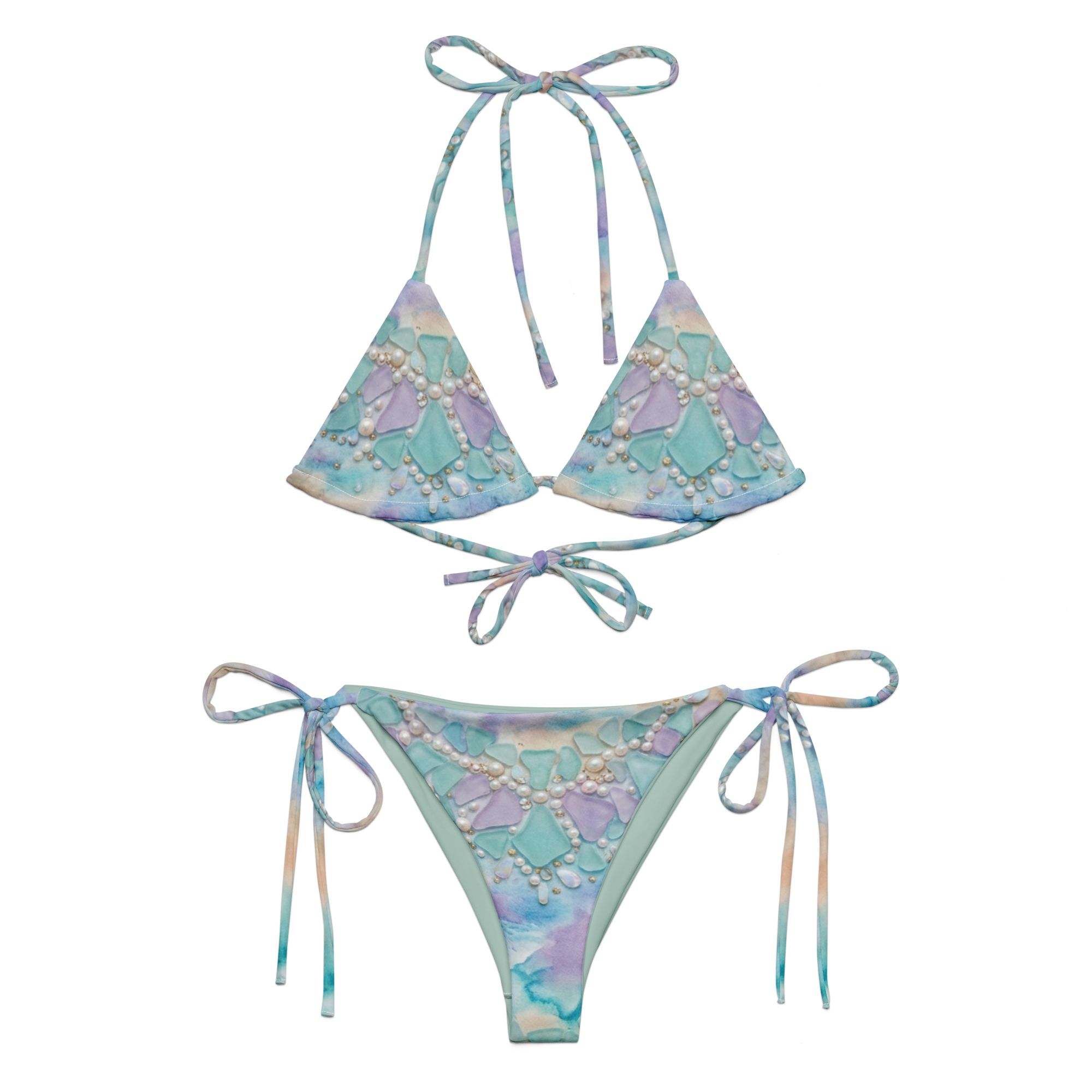 The Refined Elegance Sea Glass & Pearls Premium Bikini
