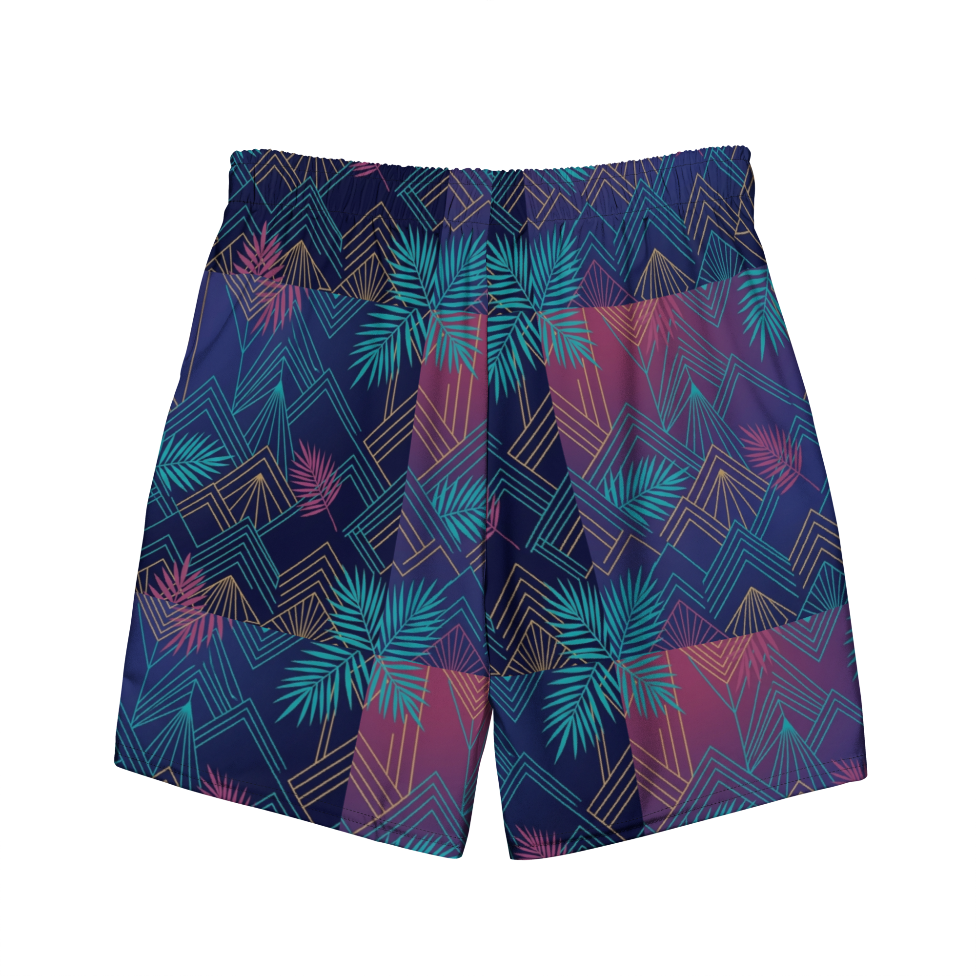 The Art Deco Geometric Palm Swim Trunks