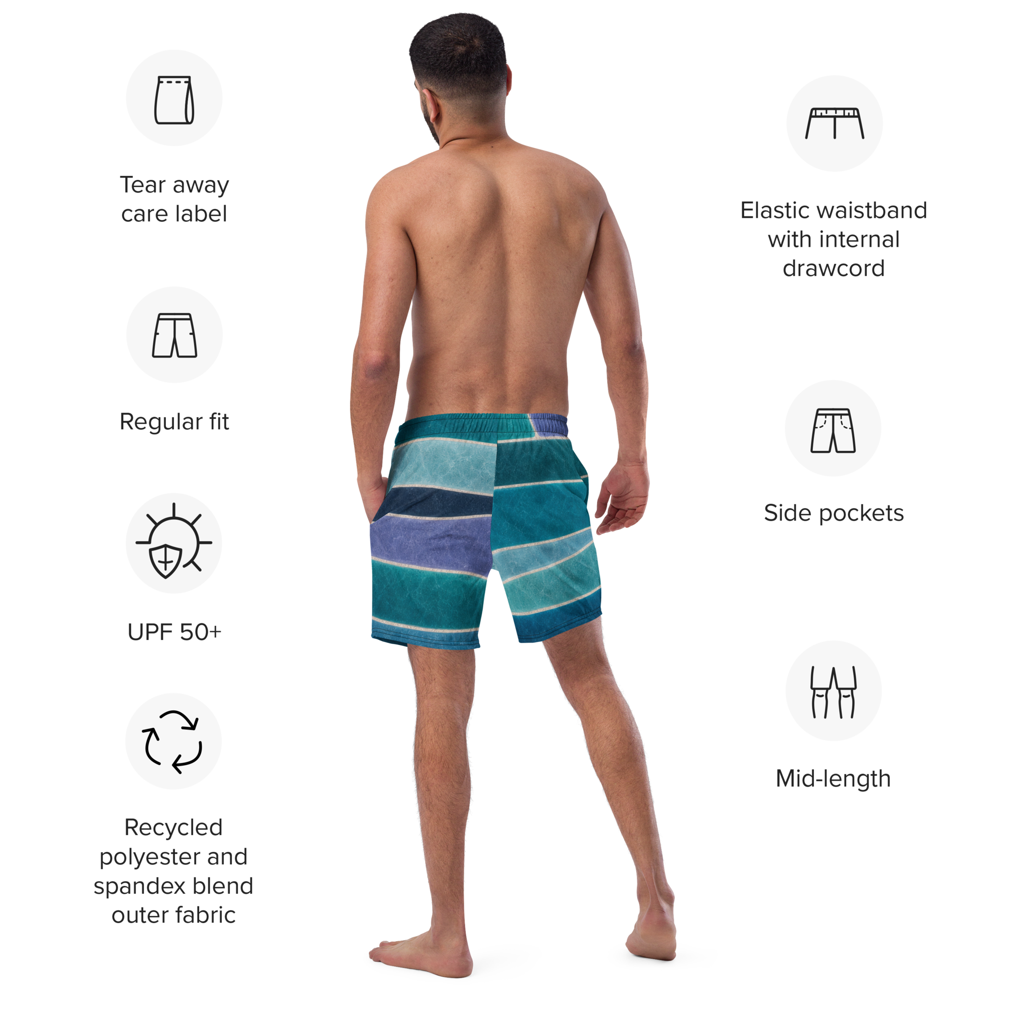 The Refined Elegance Rectangular Mosaic Swim Trunks