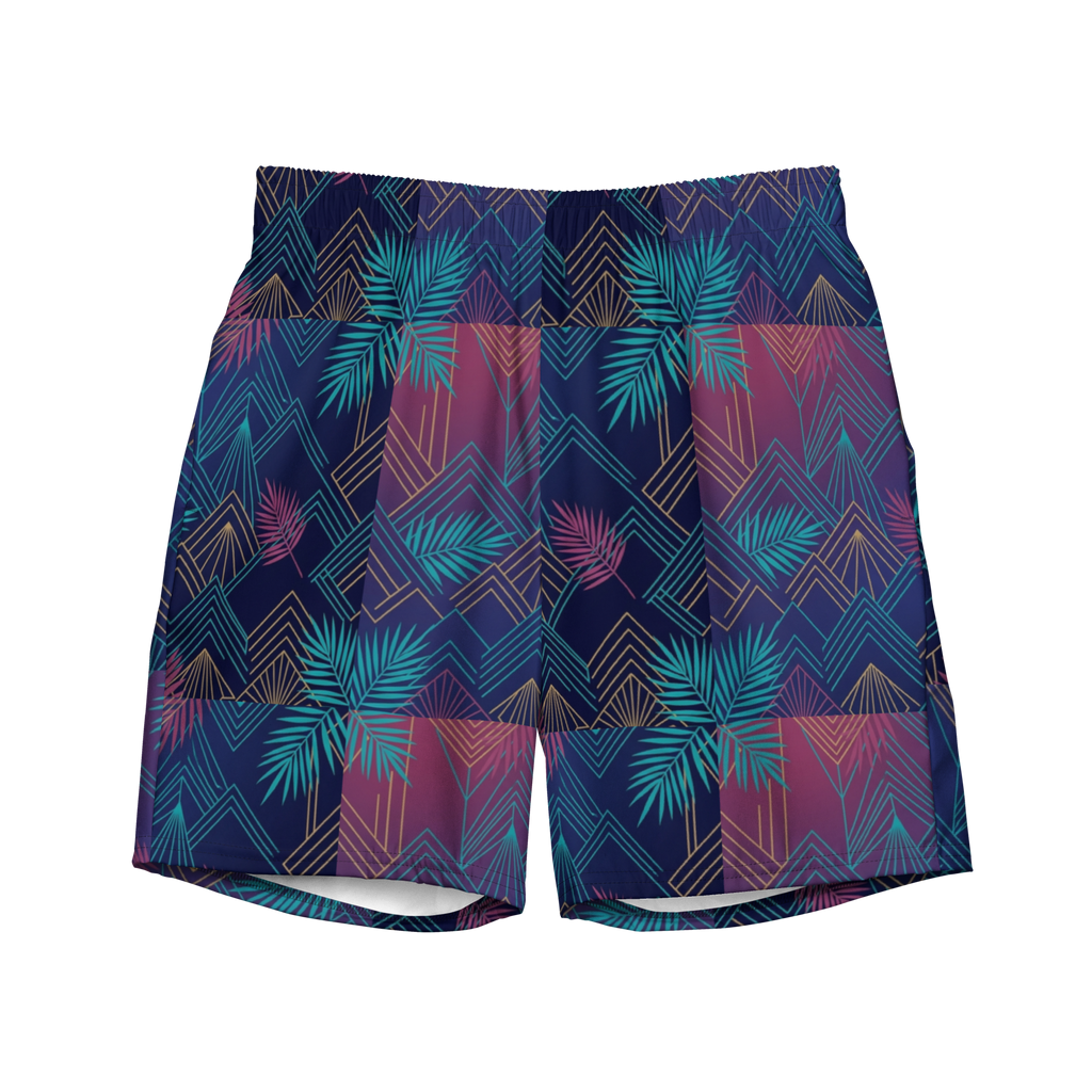 The Art Deco Geometric Palm Swim Trunks
