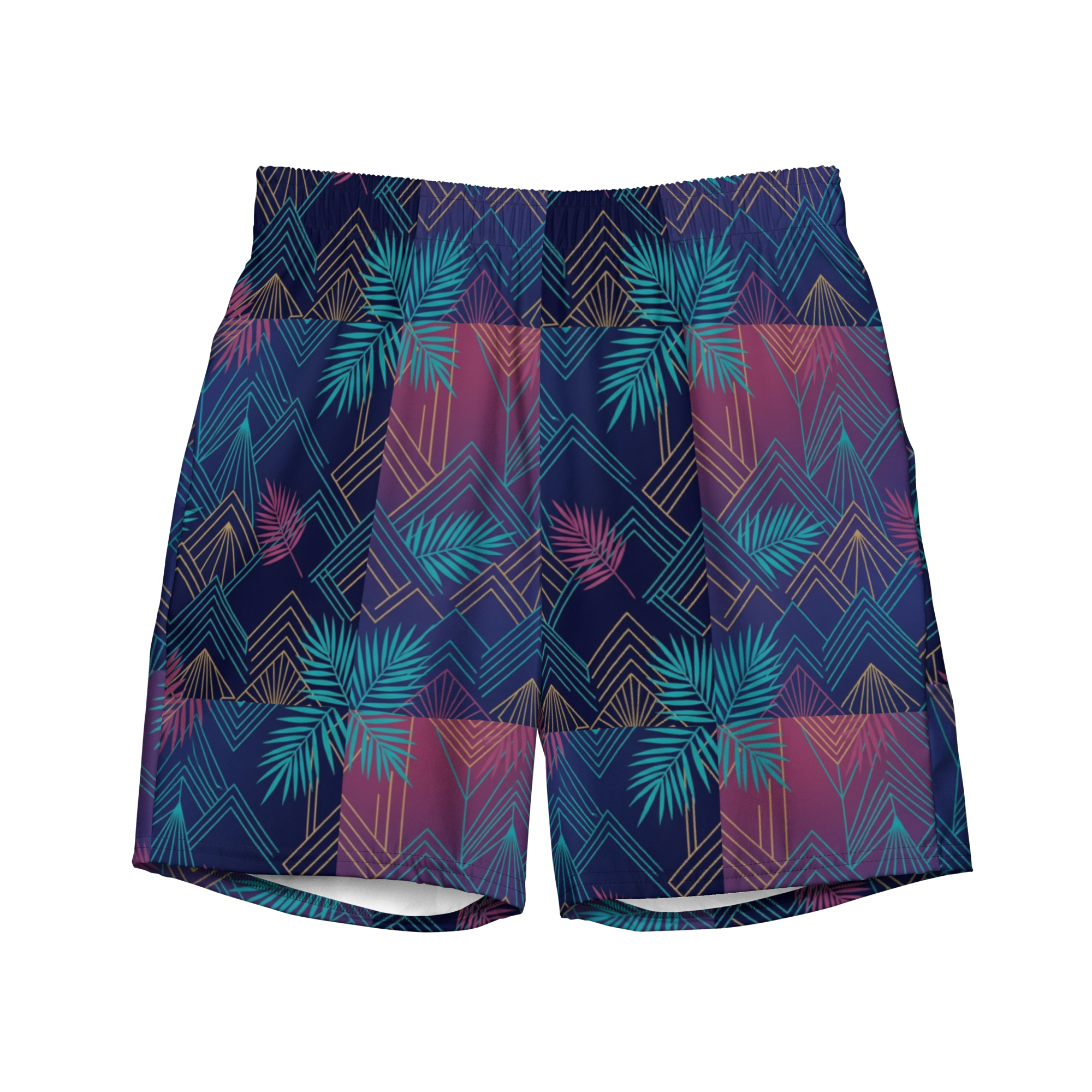 The Art Deco Geometric Palm Swim Trunks
