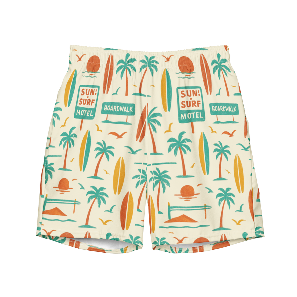 The Vintage Americana Retro Motel Swim Trunks