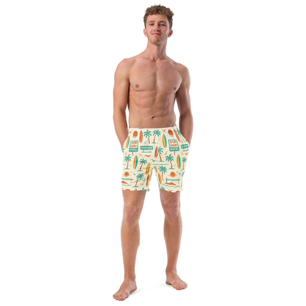 The Vintage Americana Retro Motel Swim Trunks