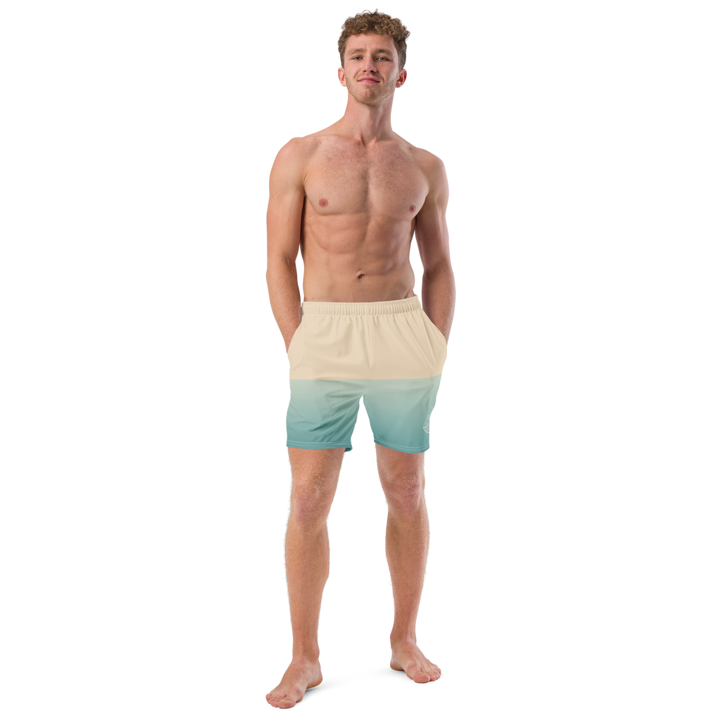 The Vintage Americana Ombré Mountain & Wave Swim Trunks
