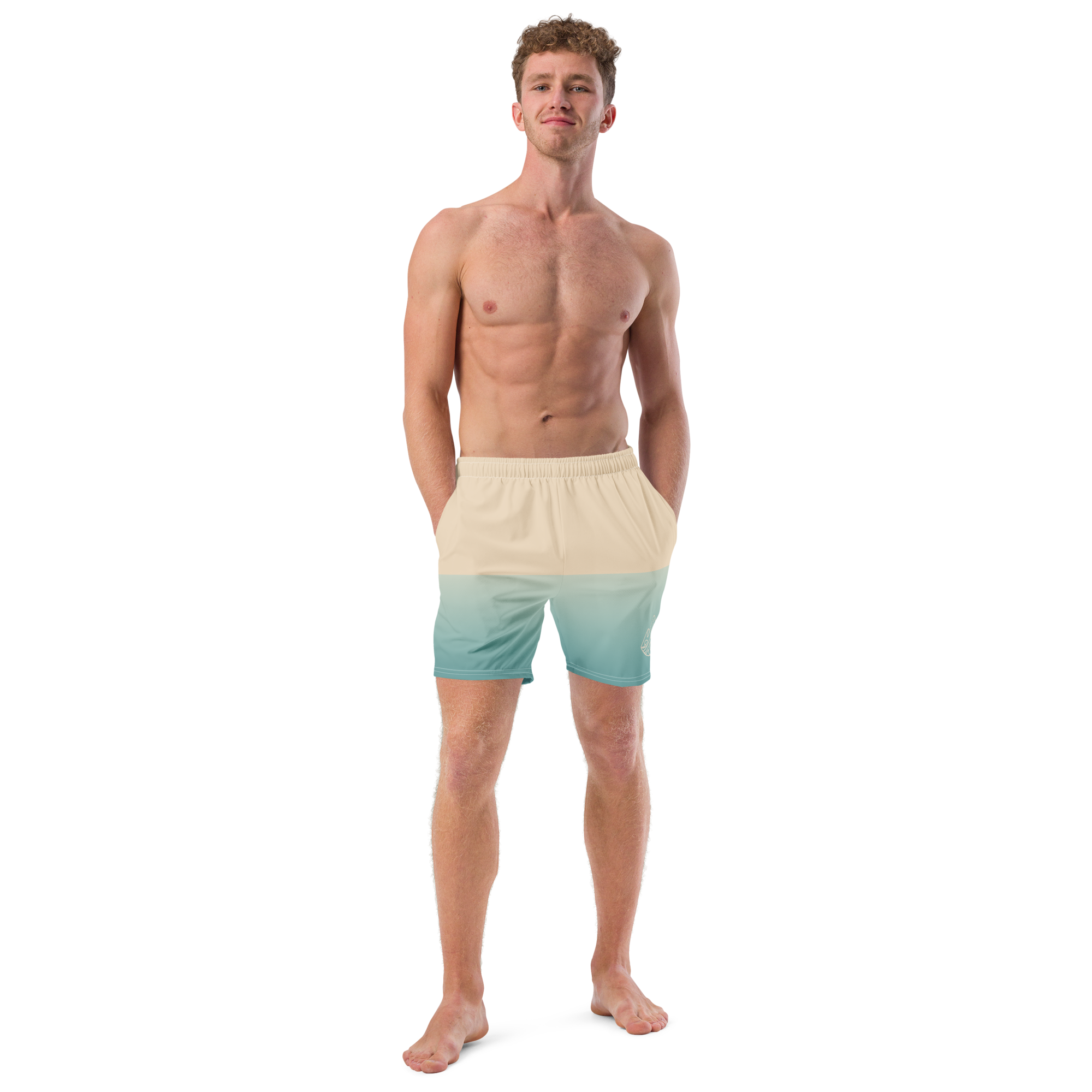 The Vintage Americana Ombré Mountain & Wave Swim Trunks