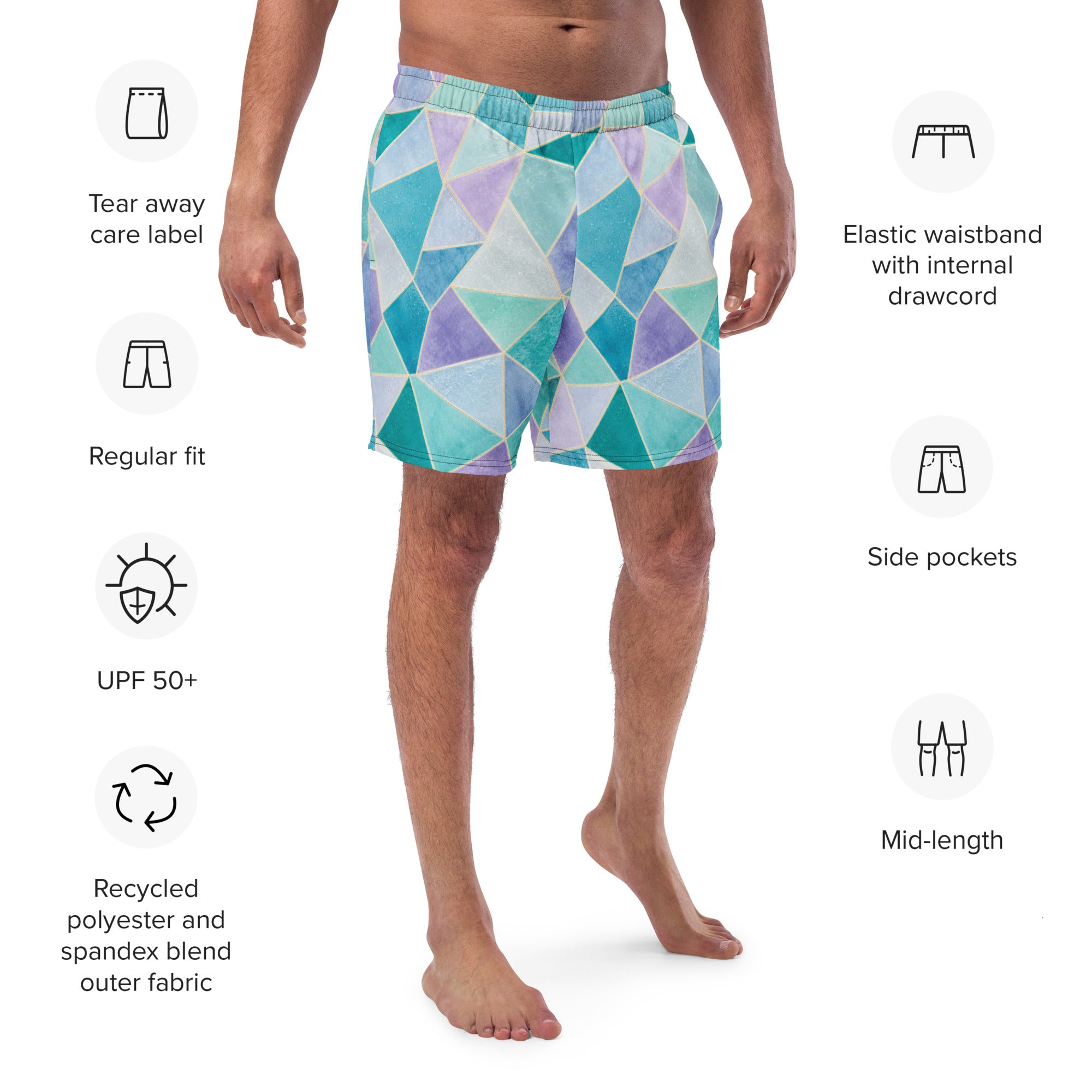 The Refined Elegance Mosaic Band Swim Trunks