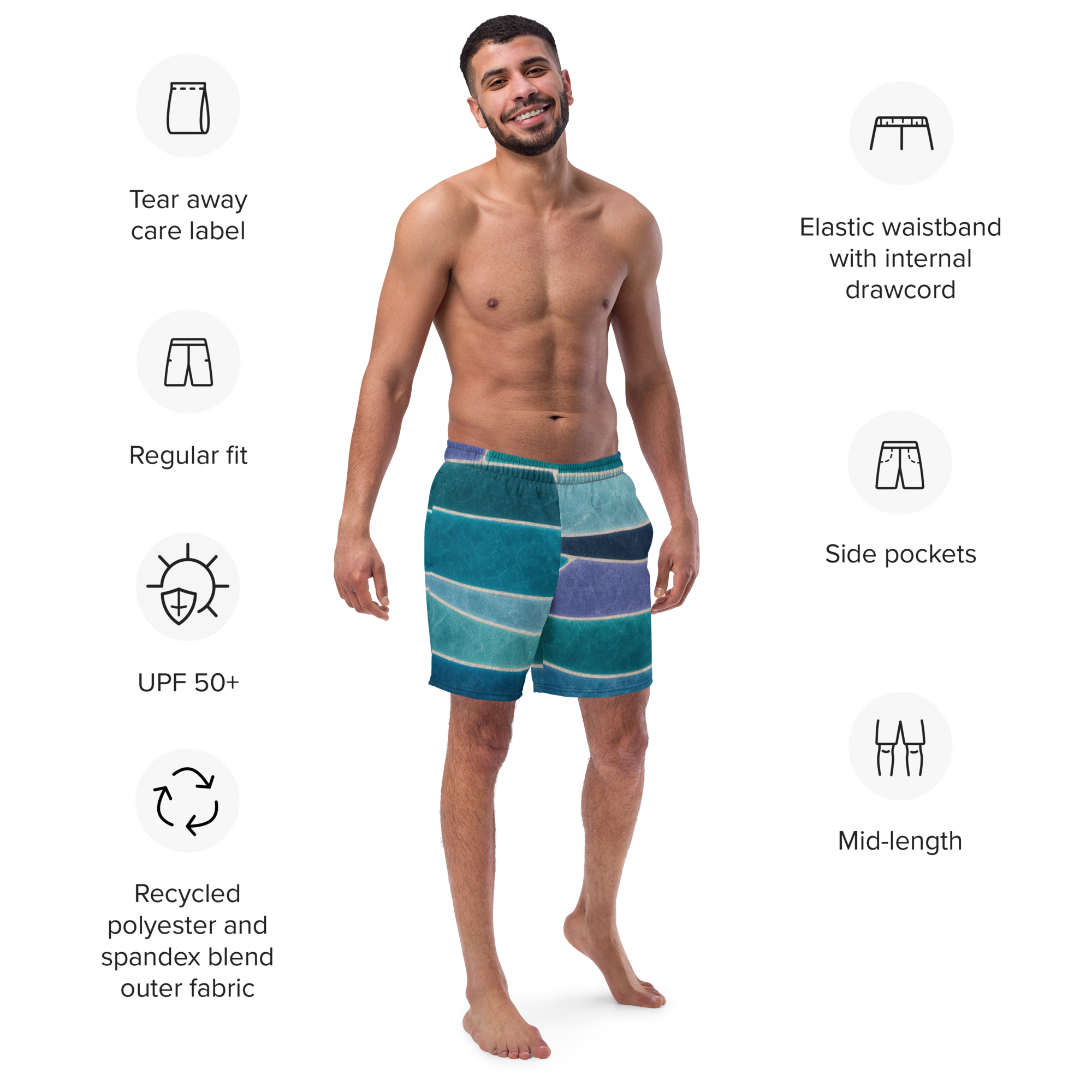 The Refined Elegance Rectangular Mosaic Swim Trunks