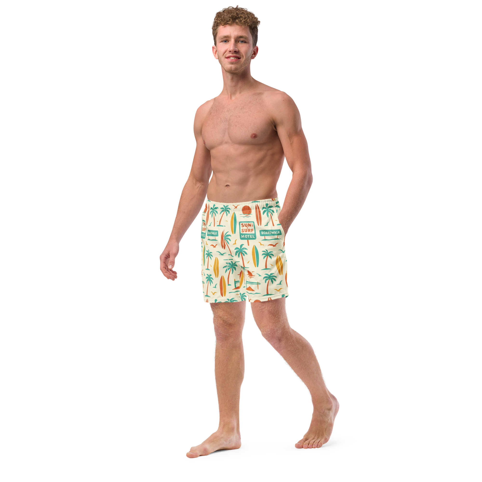 The Vintage Americana Retro Motel Swim Trunks