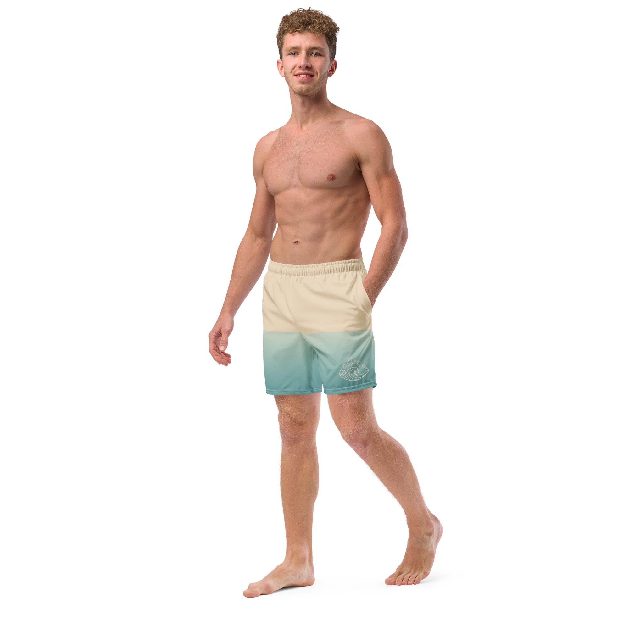 The Vintage Americana Ombré Mountain & Wave Swim Trunks