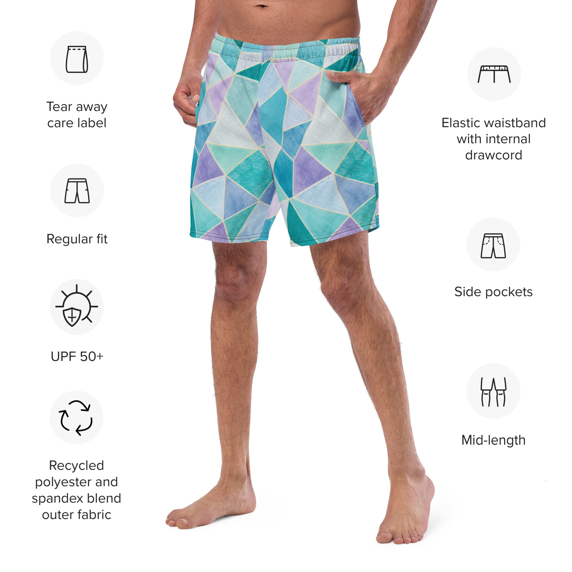 The Refined Elegance Mosaic Band Swim Trunks