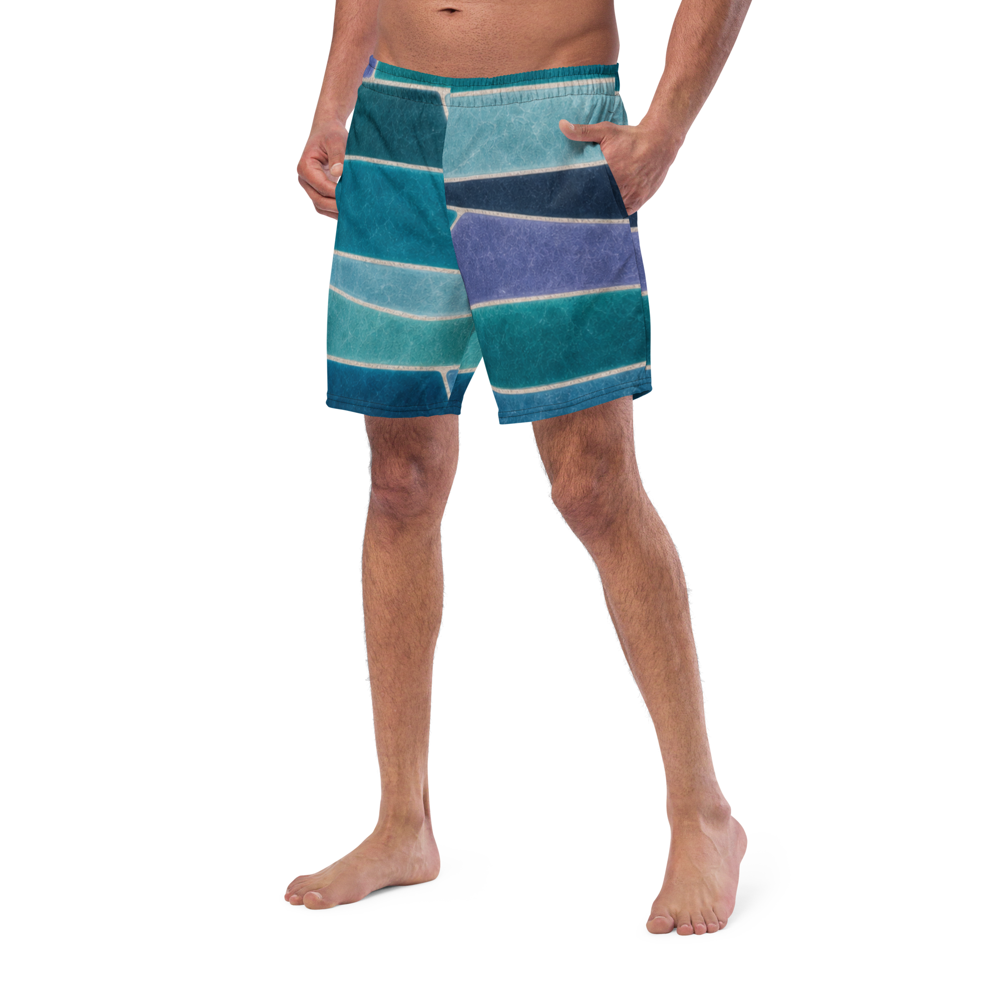 The Refined Elegance Rectangular Mosaic Swim Trunks