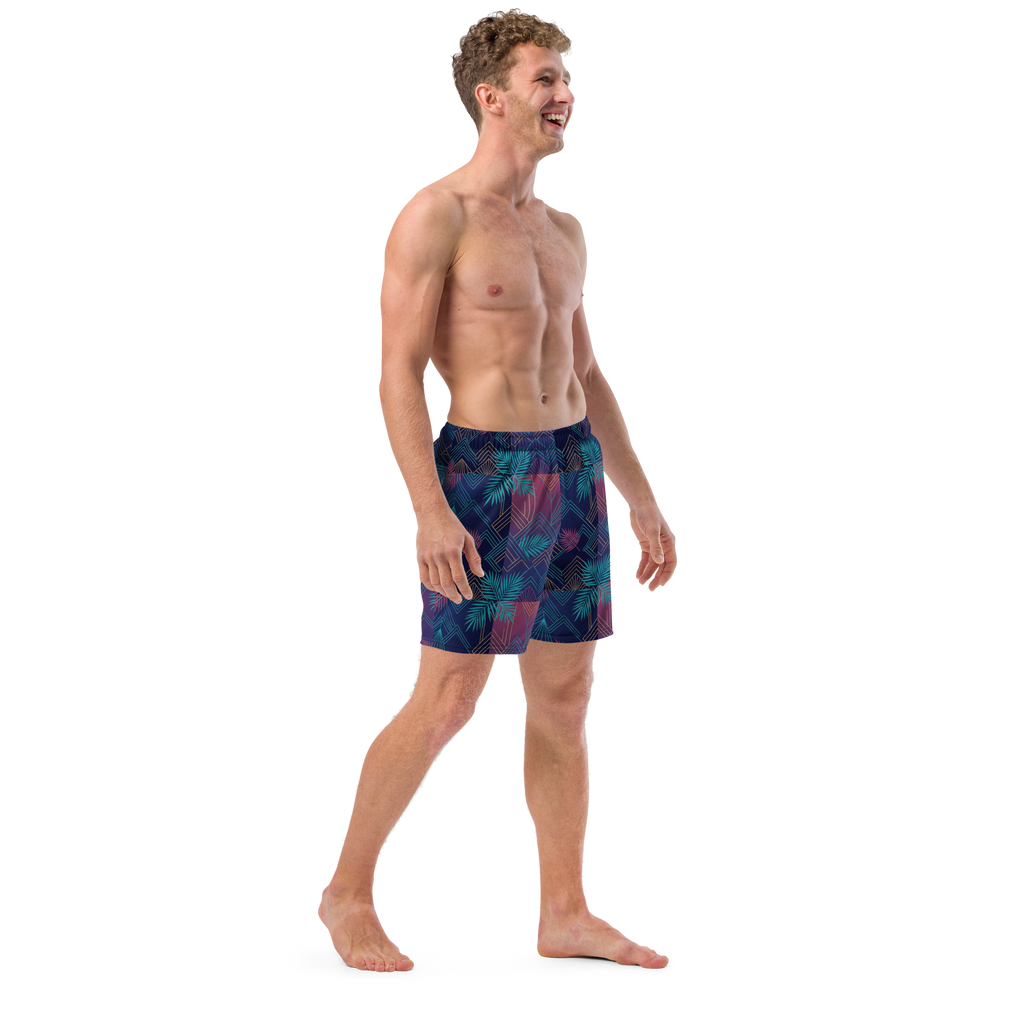 The Art Deco Geometric Palm Swim Trunks