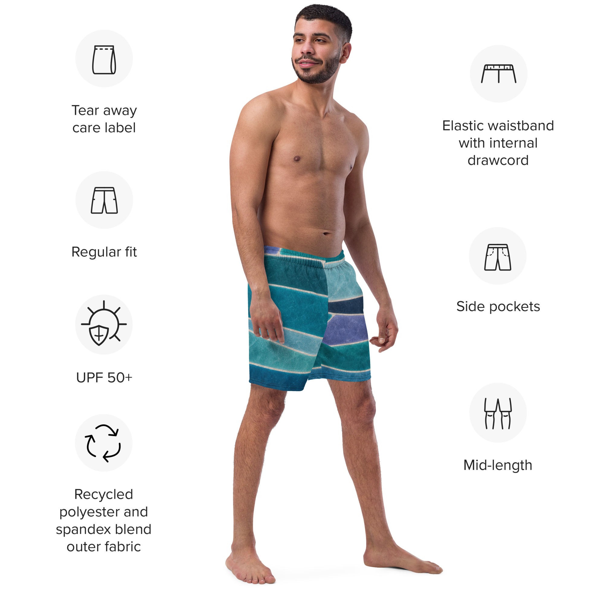 The Refined Elegance Rectangular Mosaic Swim Trunks