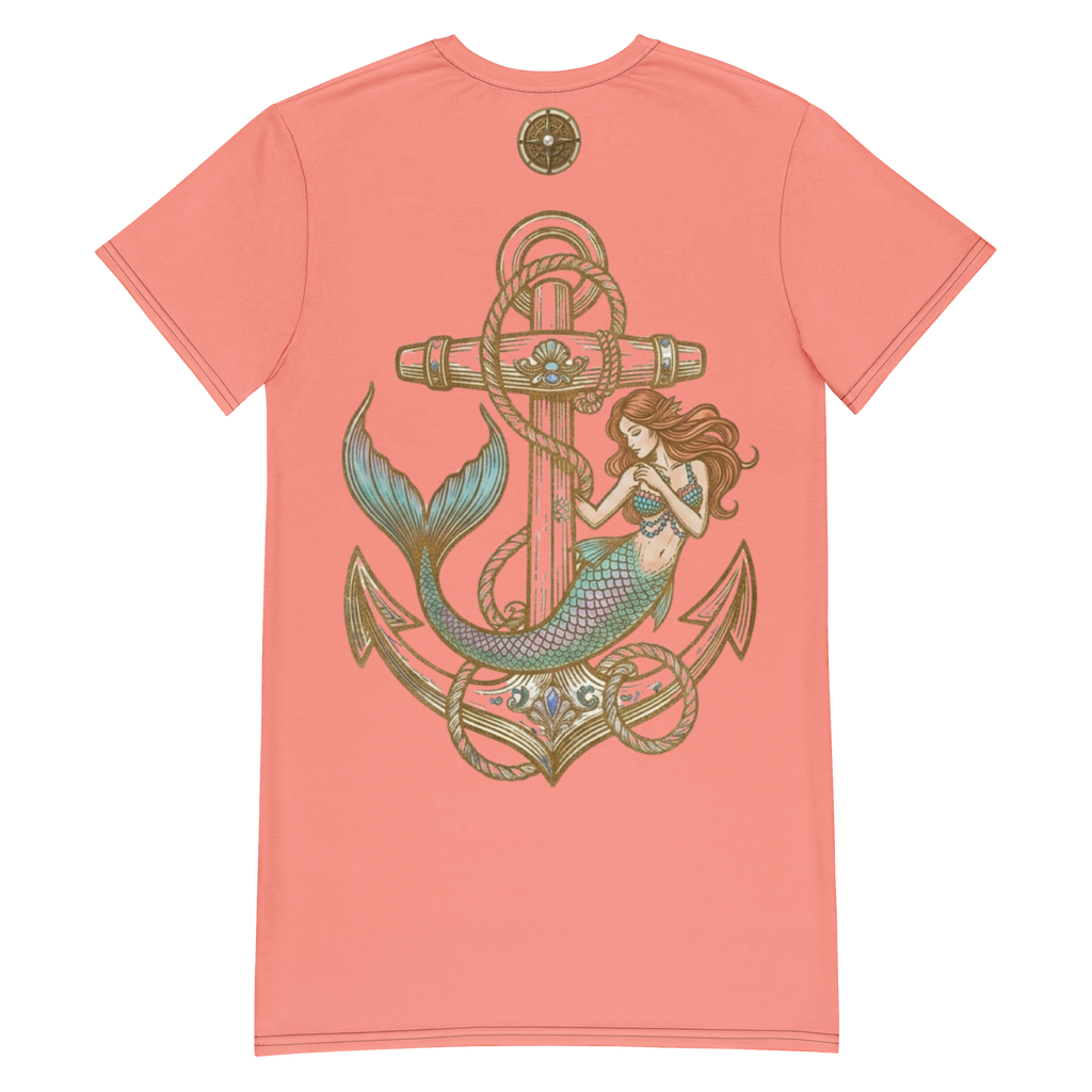 The Refined Elegance Vintage Compass T-Shirt Dress Cover-Up