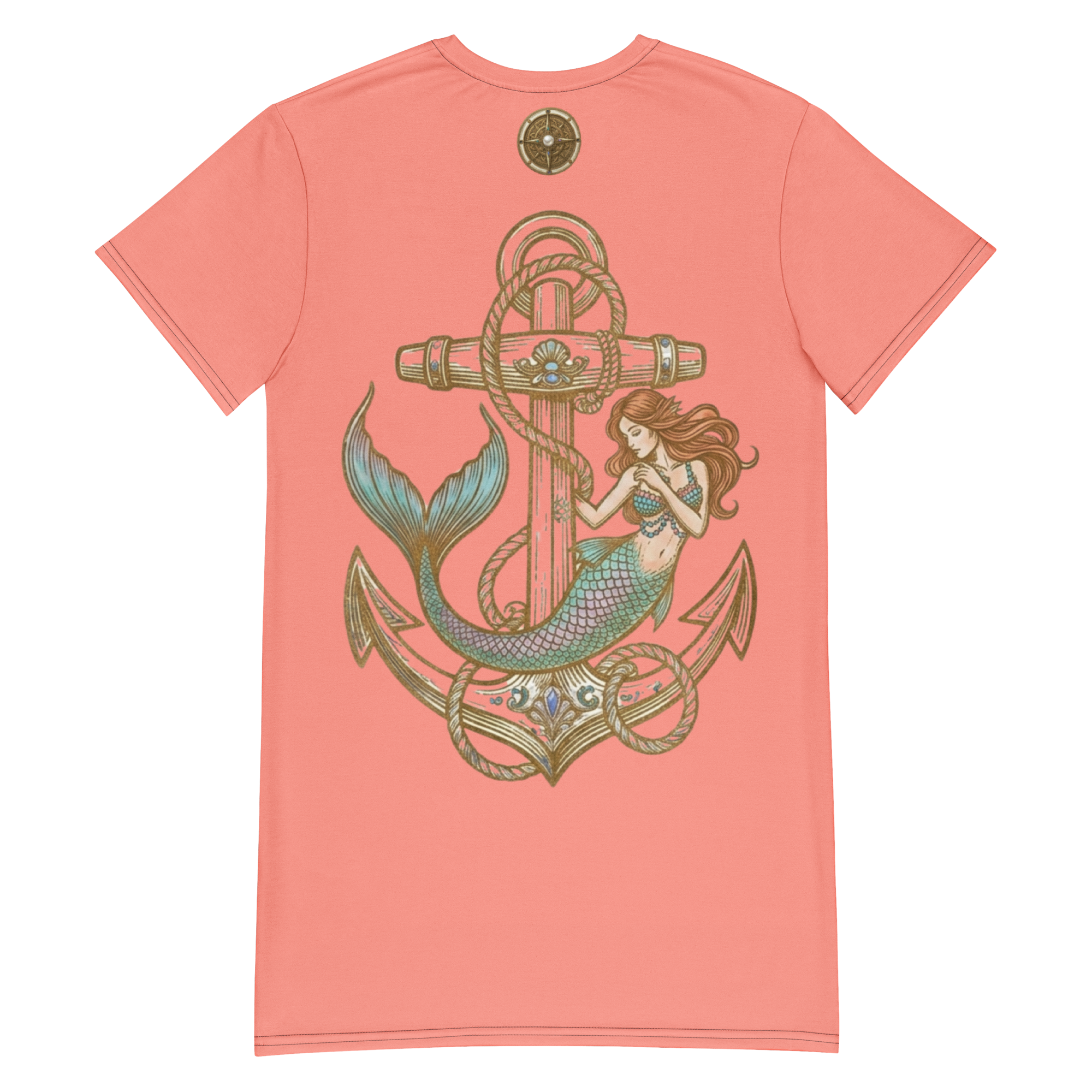 The Refined Elegance Vintage Compass T-Shirt Dress Cover-Up