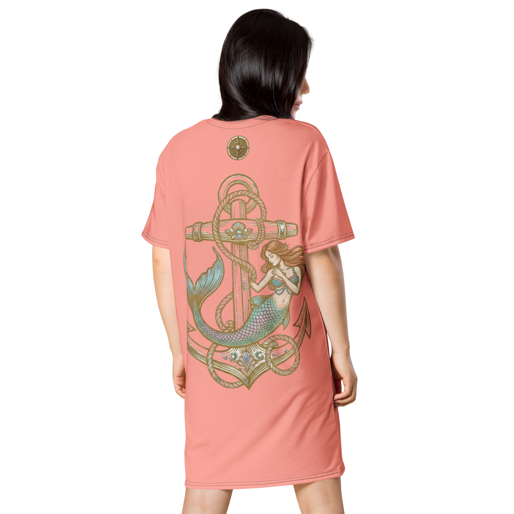 The Refined Elegance Vintage Compass T-Shirt Dress Cover-Up