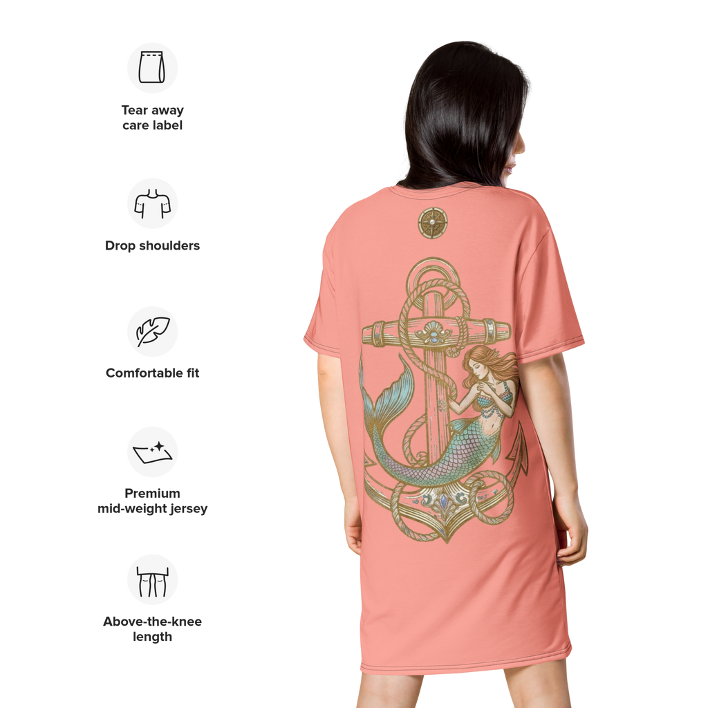 The Refined Elegance Vintage Compass T-Shirt Dress Cover-Up