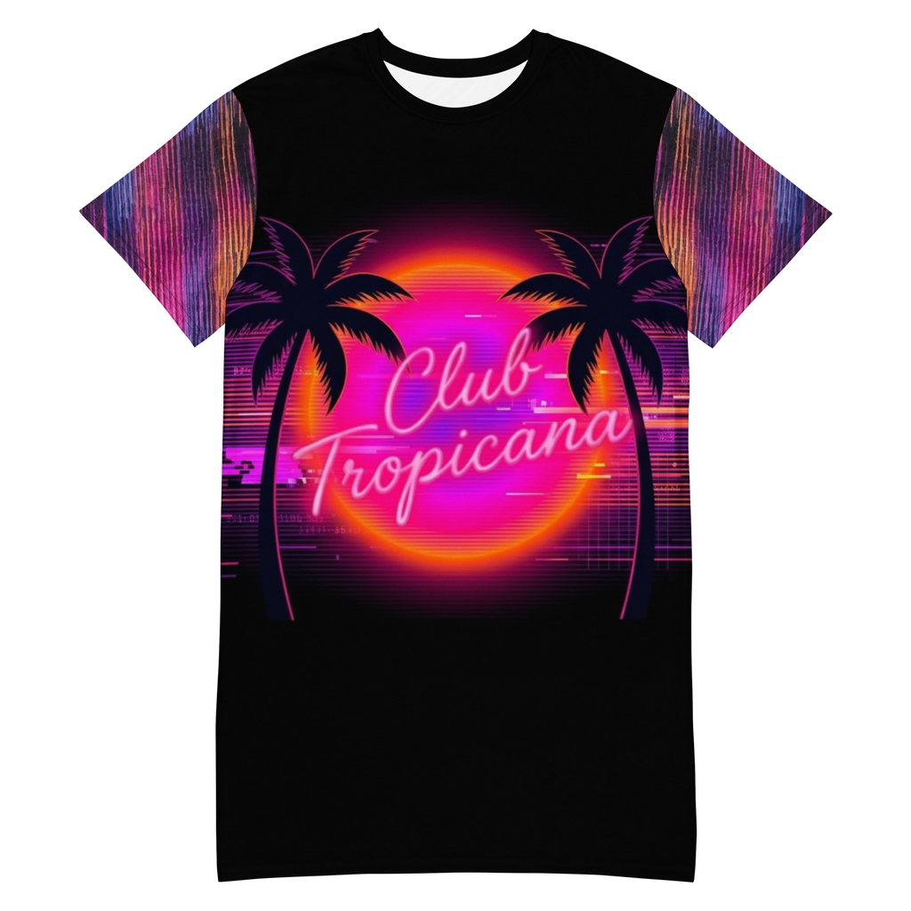 The Club Tropicana Neon Sunset T-Shirt Dress Cover-Up