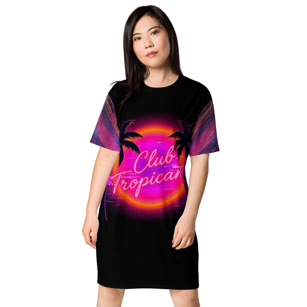 The Club Tropicana Neon Sunset T-Shirt Dress Cover-Up