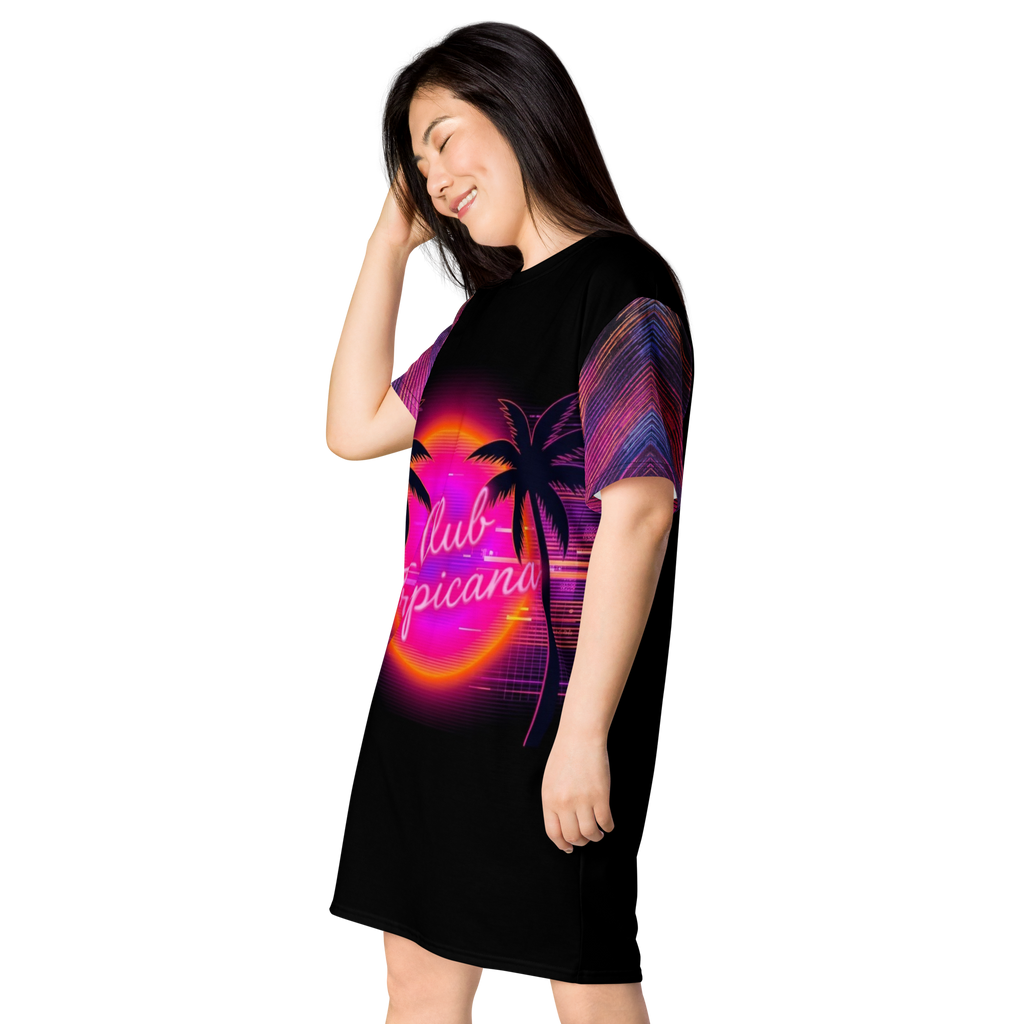The Club Tropicana Neon Sunset T-Shirt Dress Cover-Up