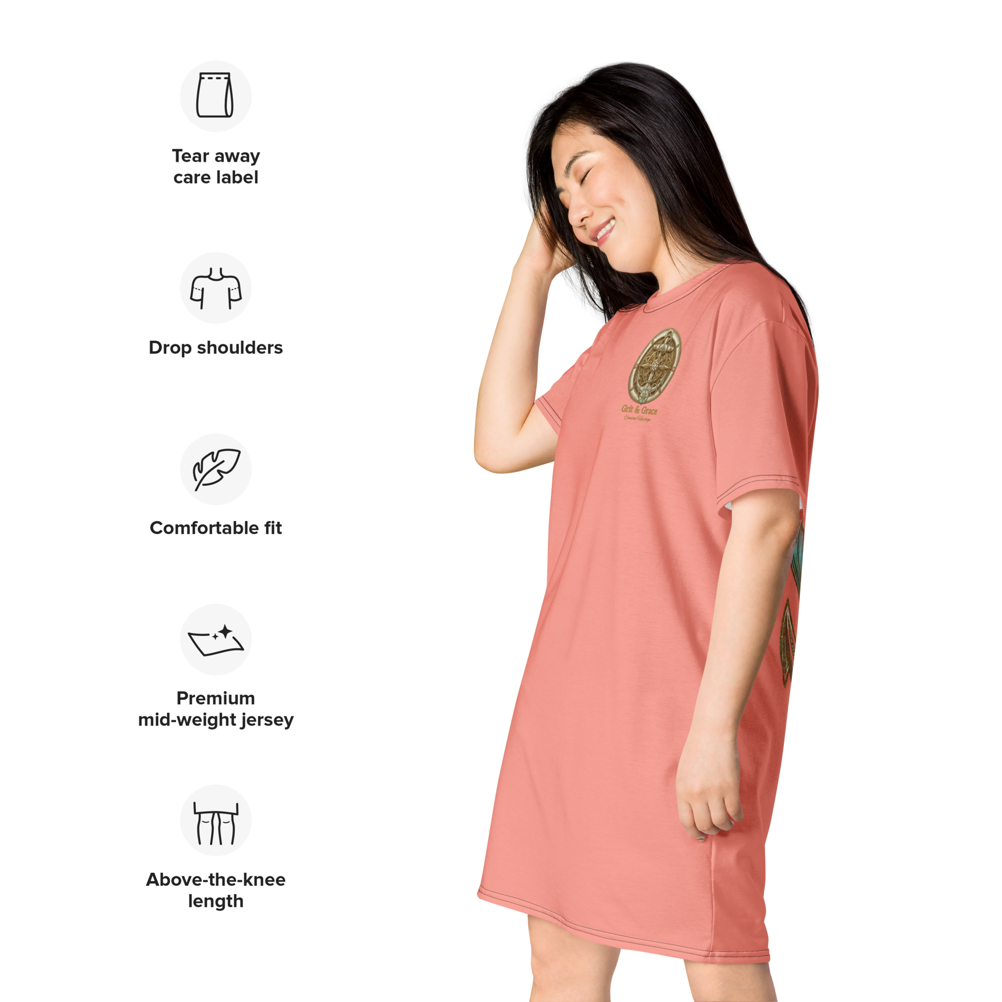 The Refined Elegance Vintage Compass T-Shirt Dress Cover-Up