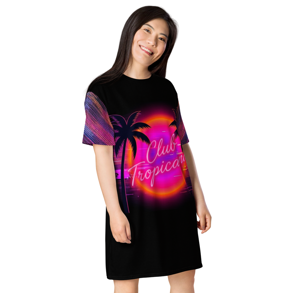 The Club Tropicana Neon Sunset T-Shirt Dress Cover-Up