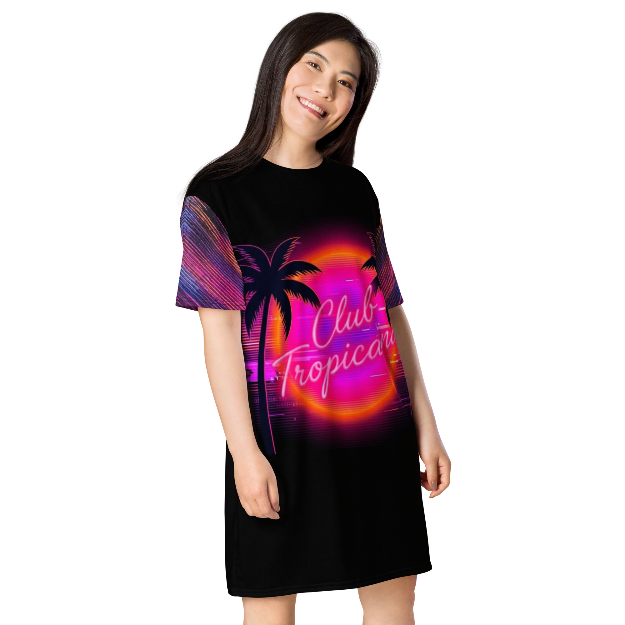 The Club Tropicana Neon Sunset T-Shirt Dress Cover-Up