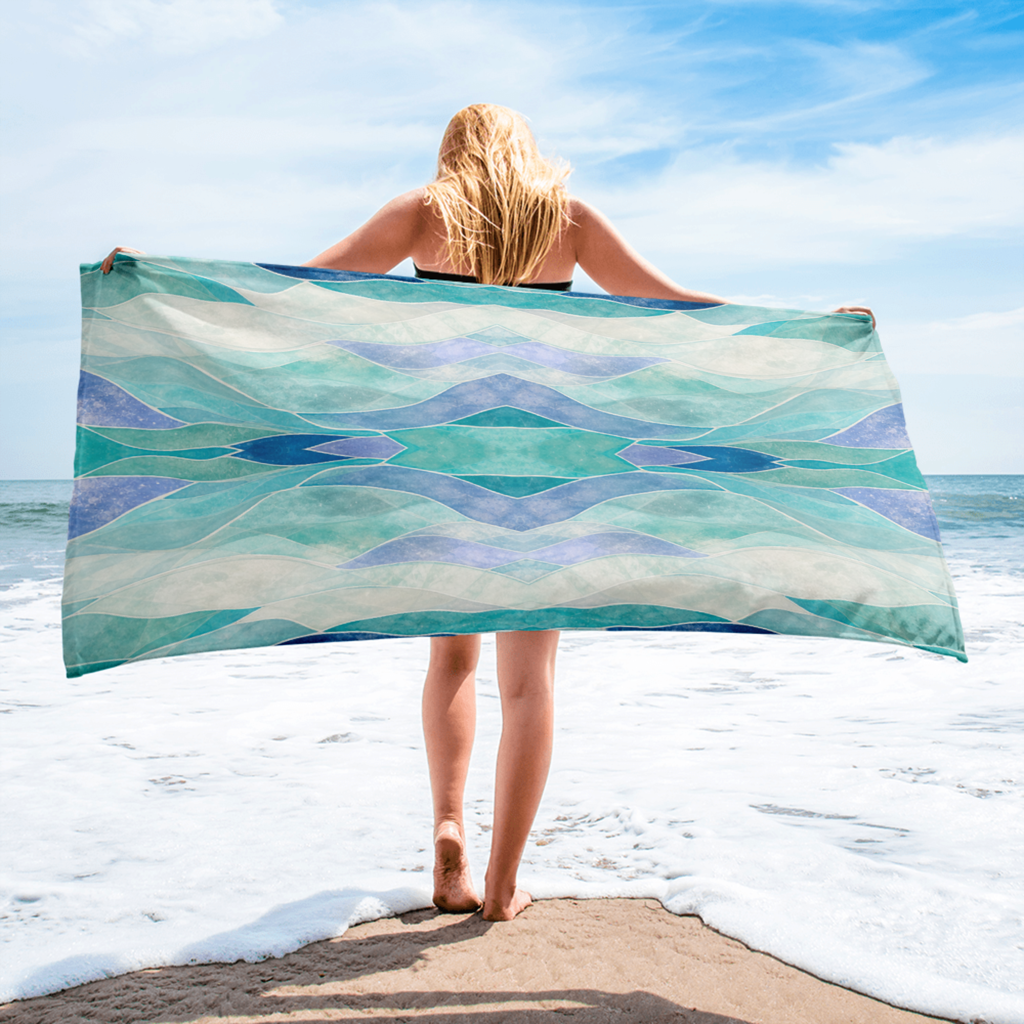 The Refined Elegance Blown Glass Mosaic Premium Beach Towel