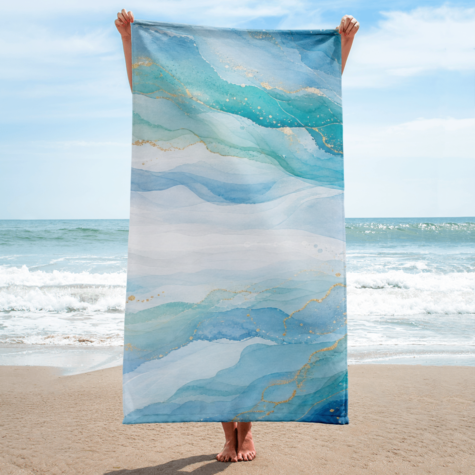 The Refined Elegance Seaglass Sky Premium Beach Towel