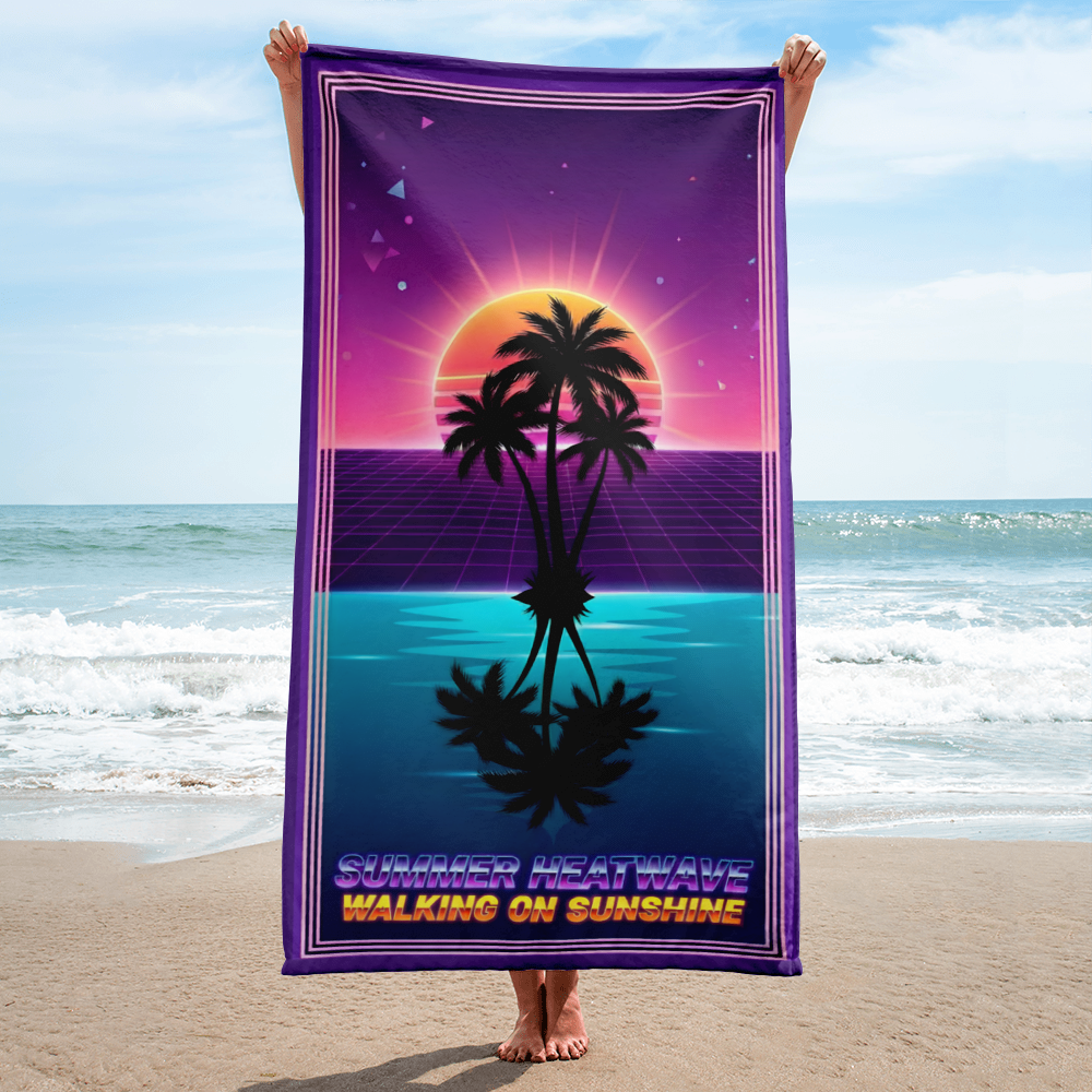 The Walking on Sunshine Synthwave Beach Towel