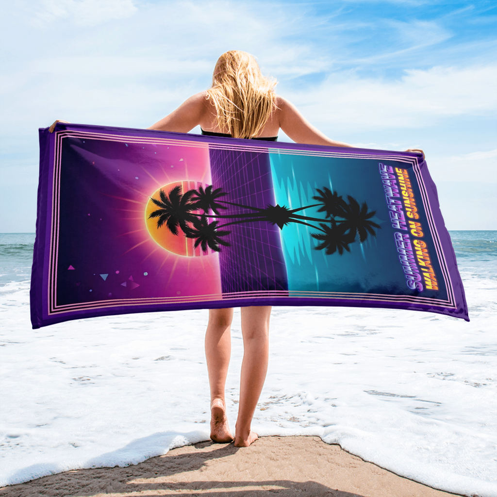 The Walking on Sunshine Synthwave Beach Towel