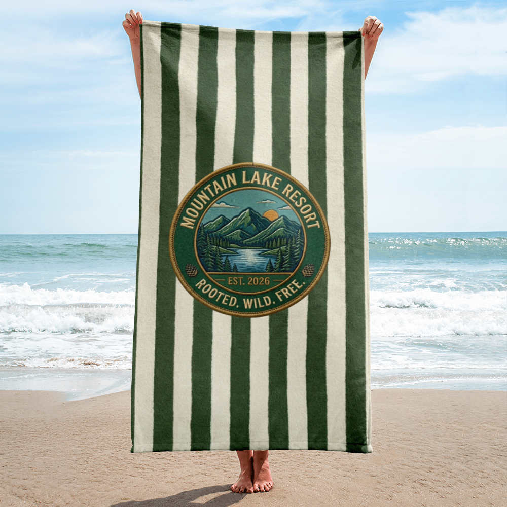 The Mountain Lake Resort  Cabana Stripe Premium Towel