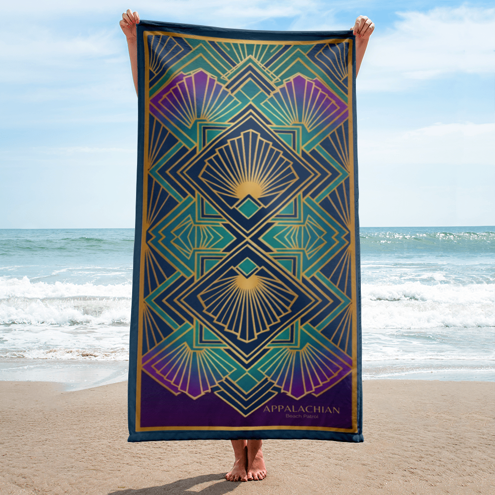 The Art Deco Shimmering Fan Beach Towel