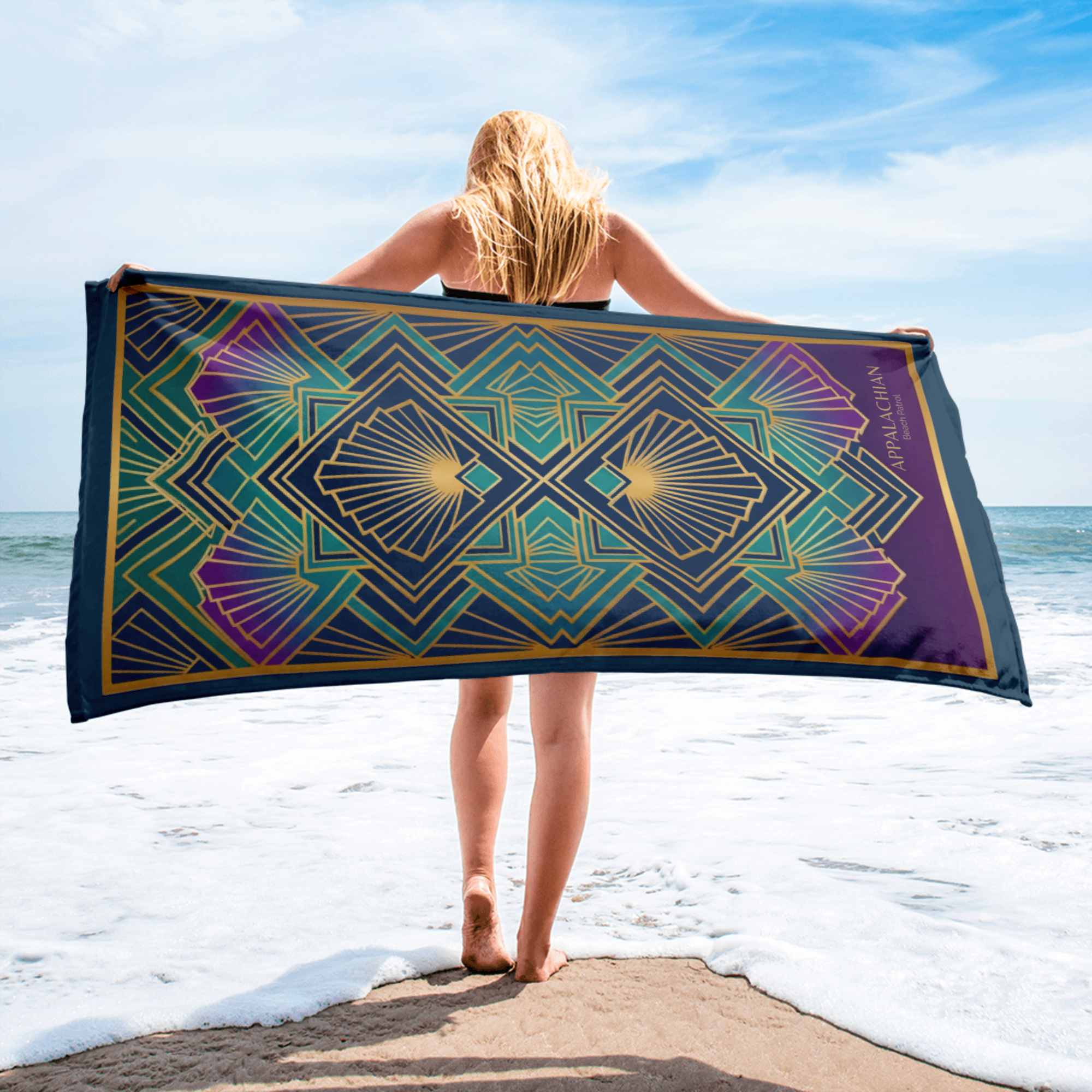 The Art Deco Shimmering Fan Beach Towel