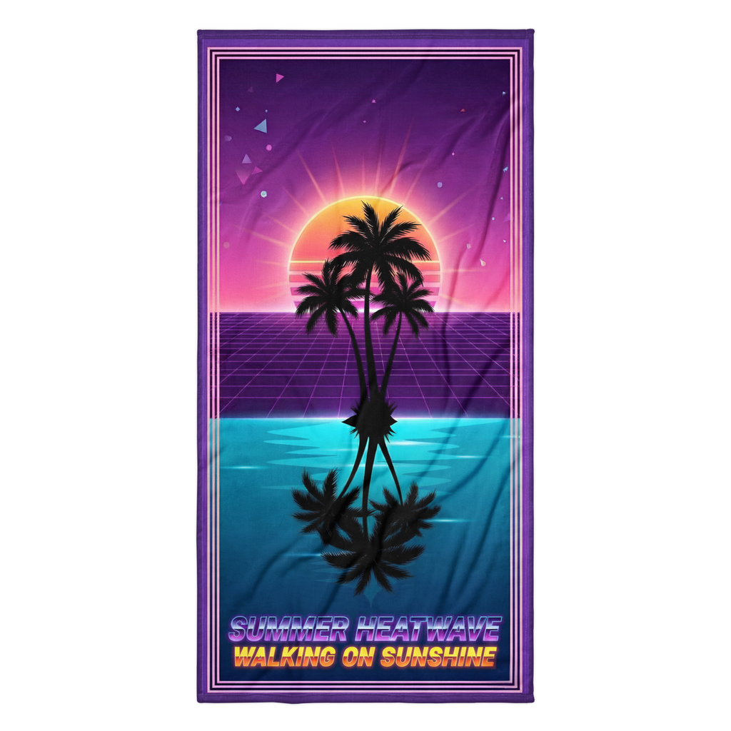 The Walking on Sunshine Synthwave Beach Towel